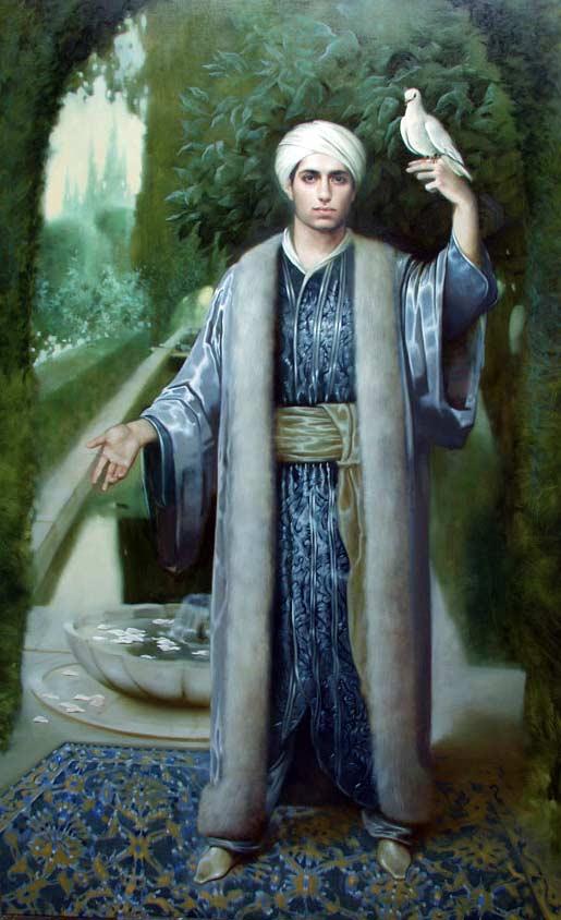 Портрет молодого человека в садах Альгамбры . Original modern art painting