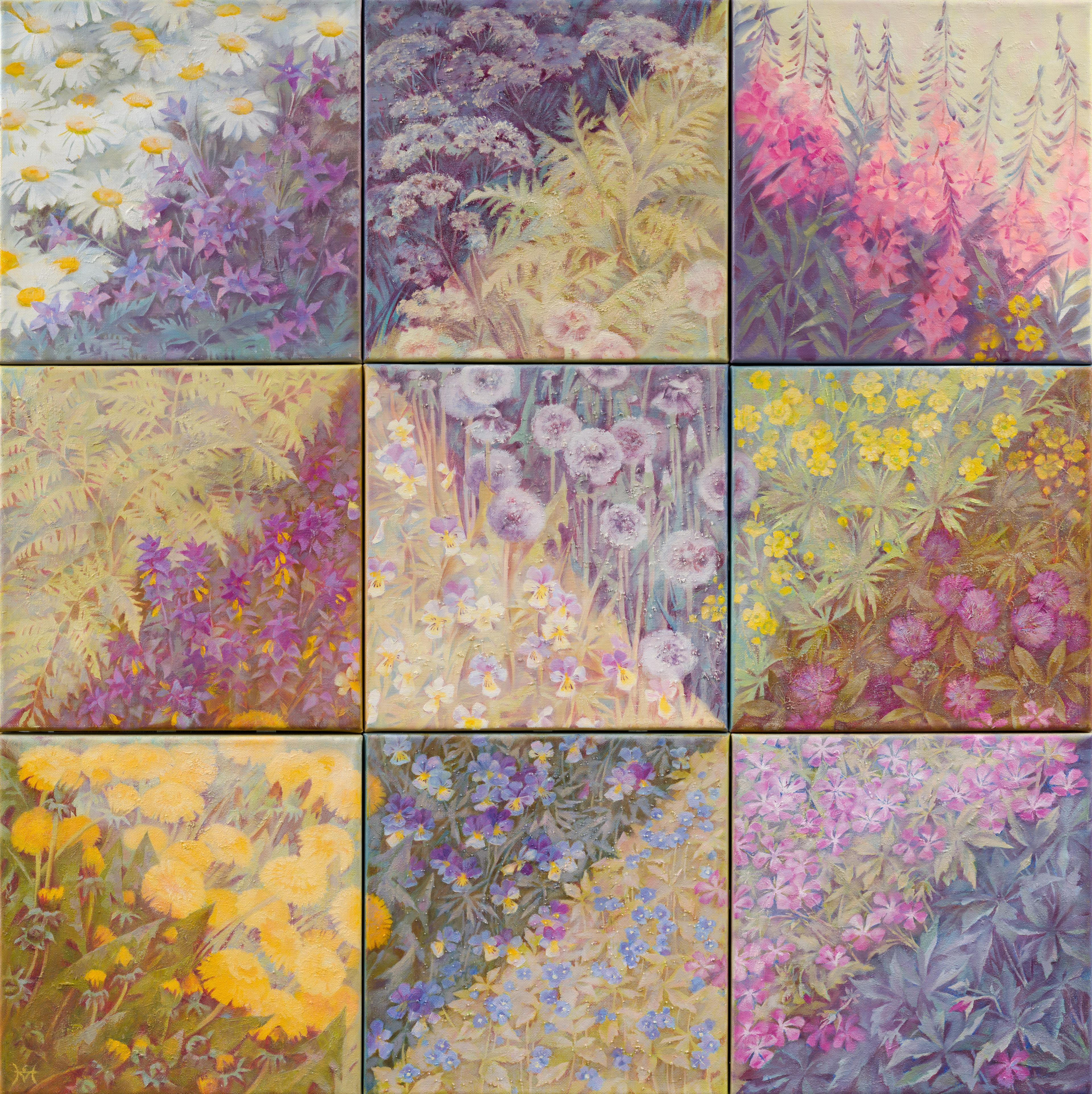 Floral carpet. Original modern art painting