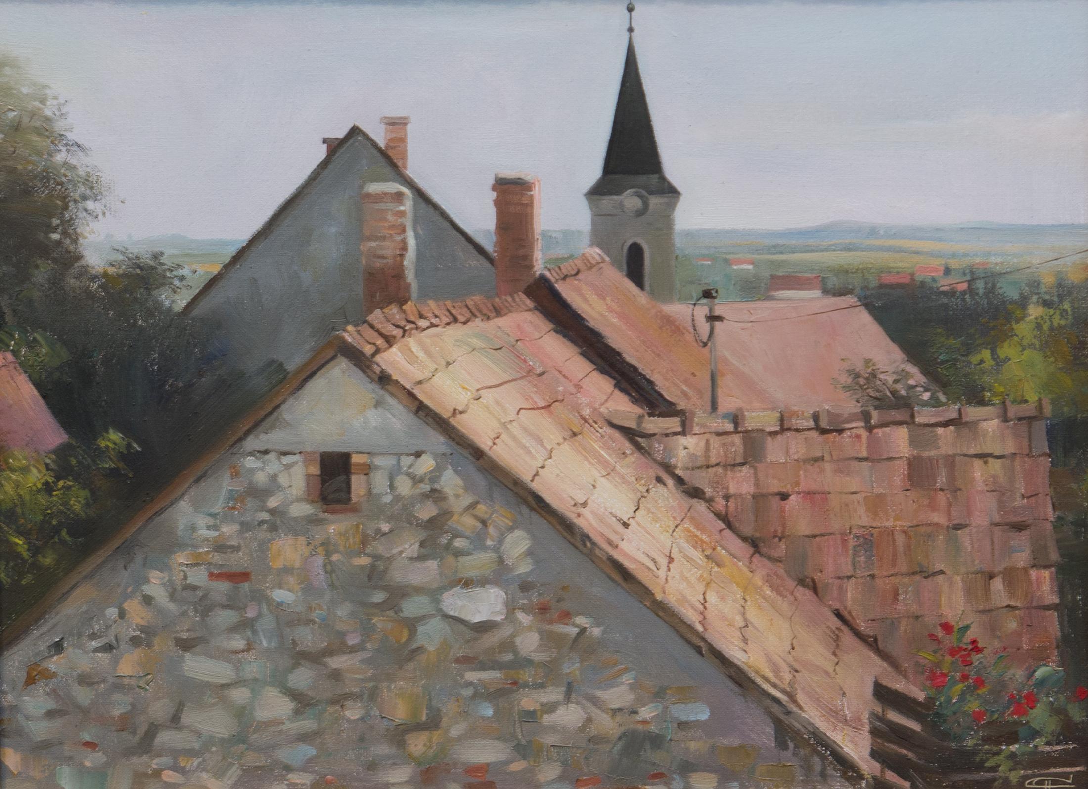 Old village. Original modern art painting