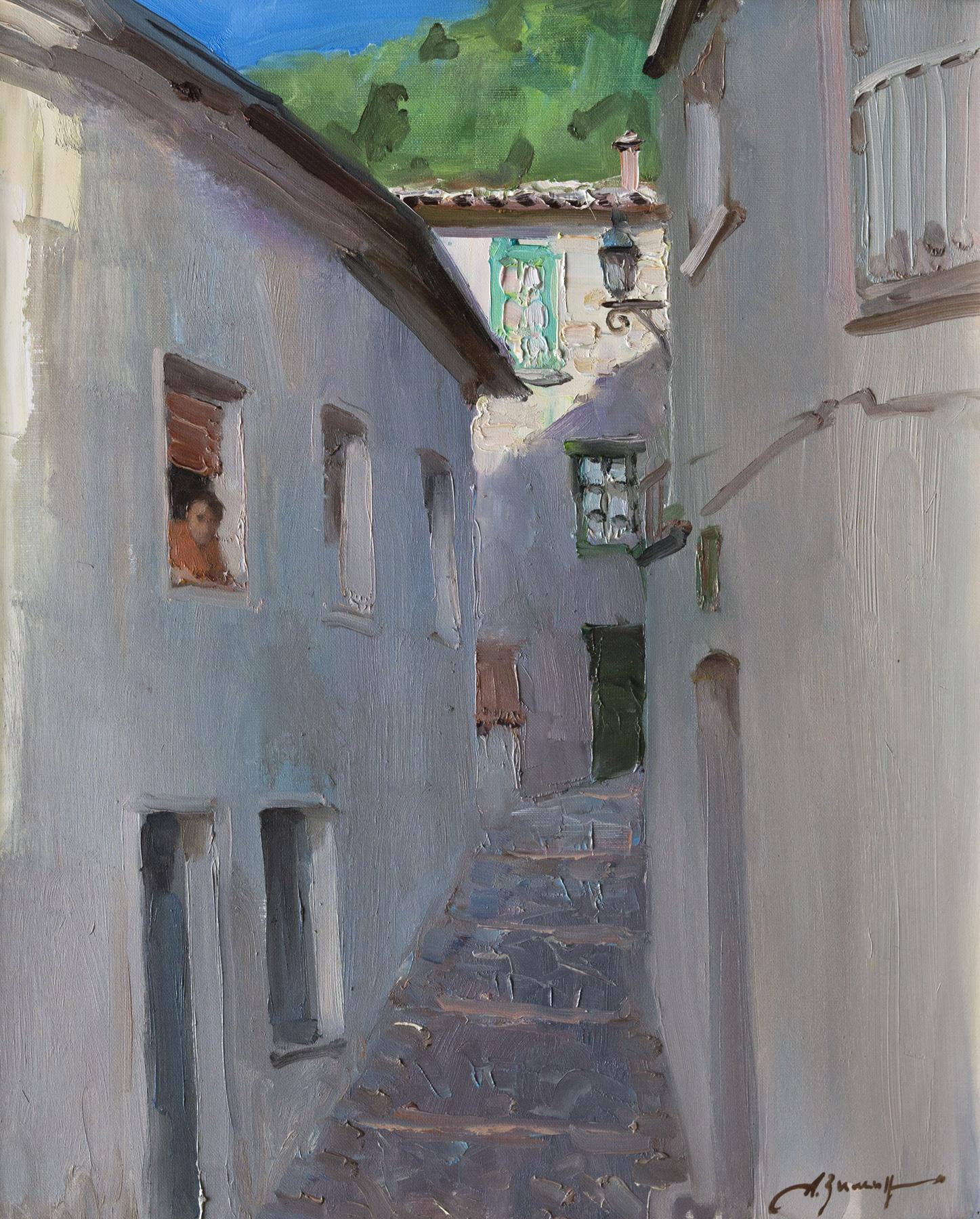 Italian street. Original modern art painting
