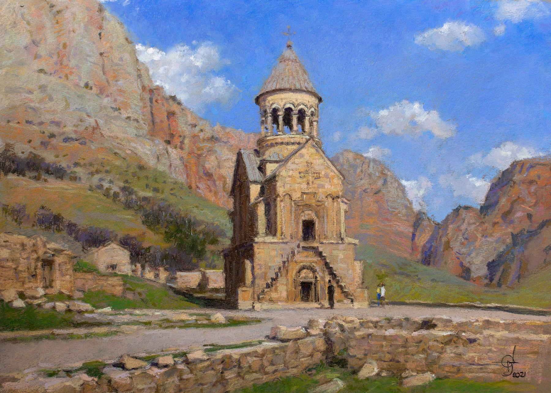 Noravank. Red mountains. Armenia. 2021. Original modern art painting