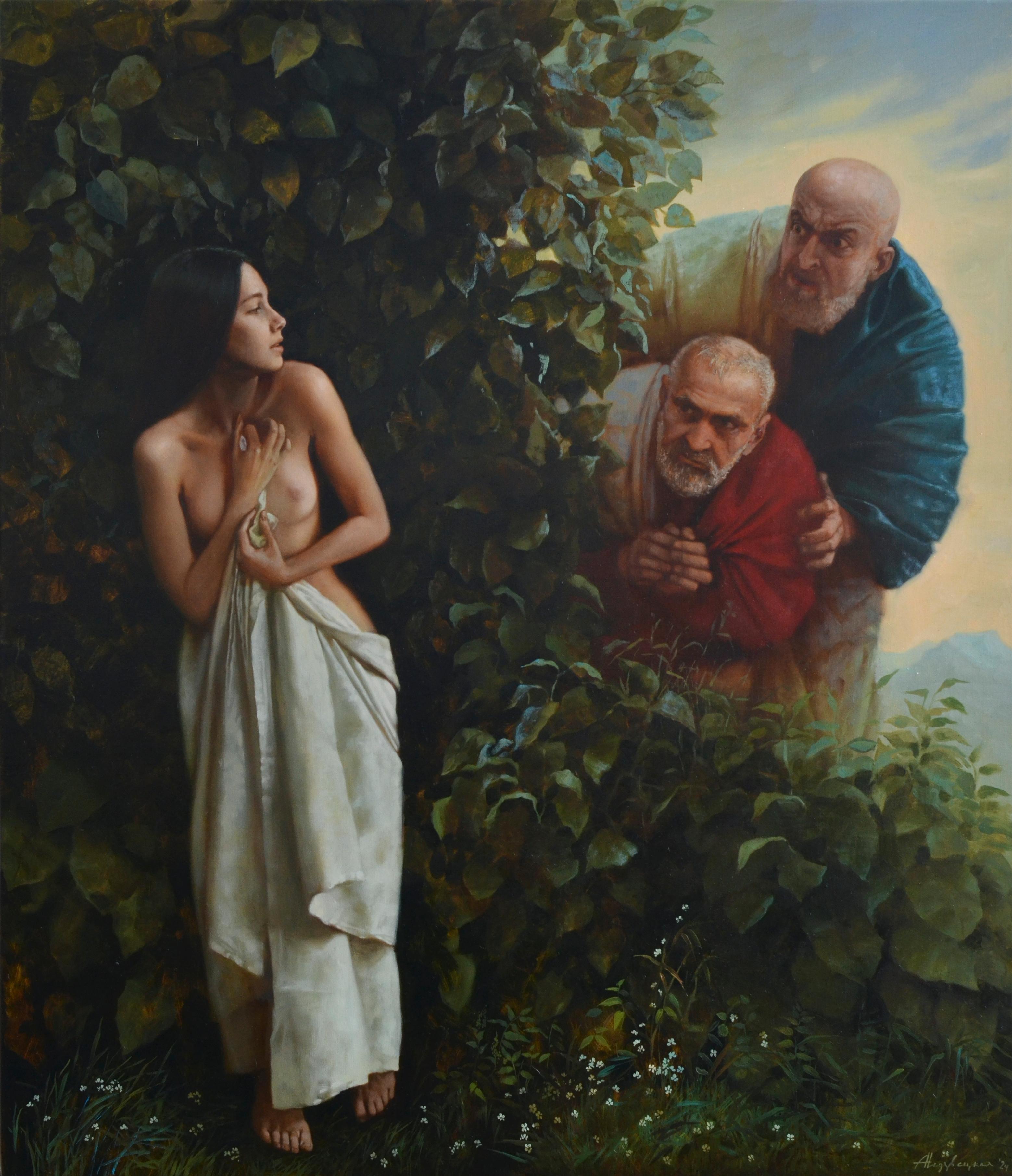 Susanna and the elders. Original modern art painting