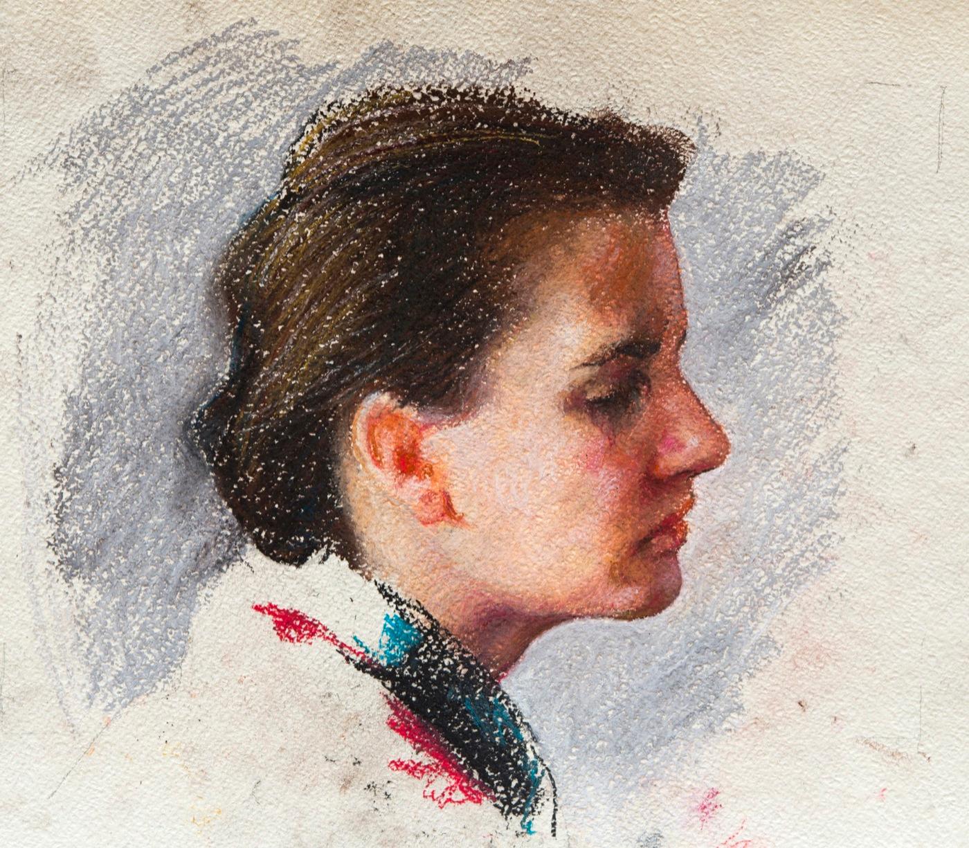 Girl's head. Original modern art painting