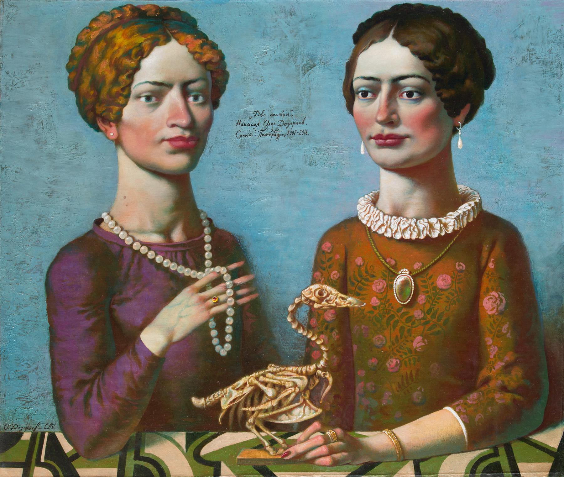 Two sisters. Original modern art painting