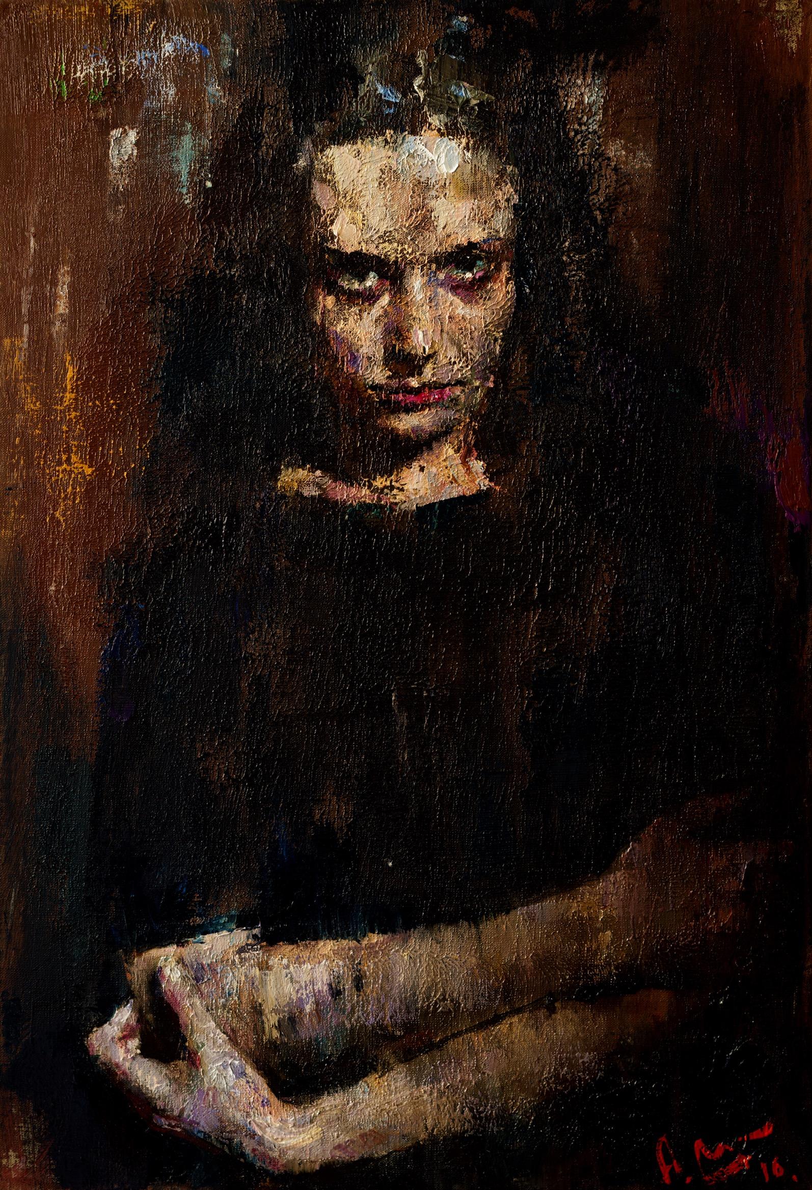 Dark eyed sister. Original modern art painting