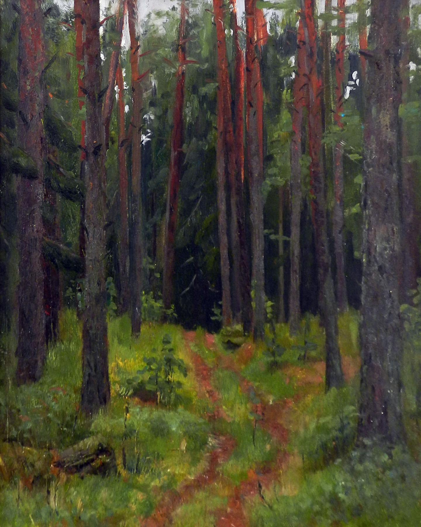 Forest road. Original modern art painting