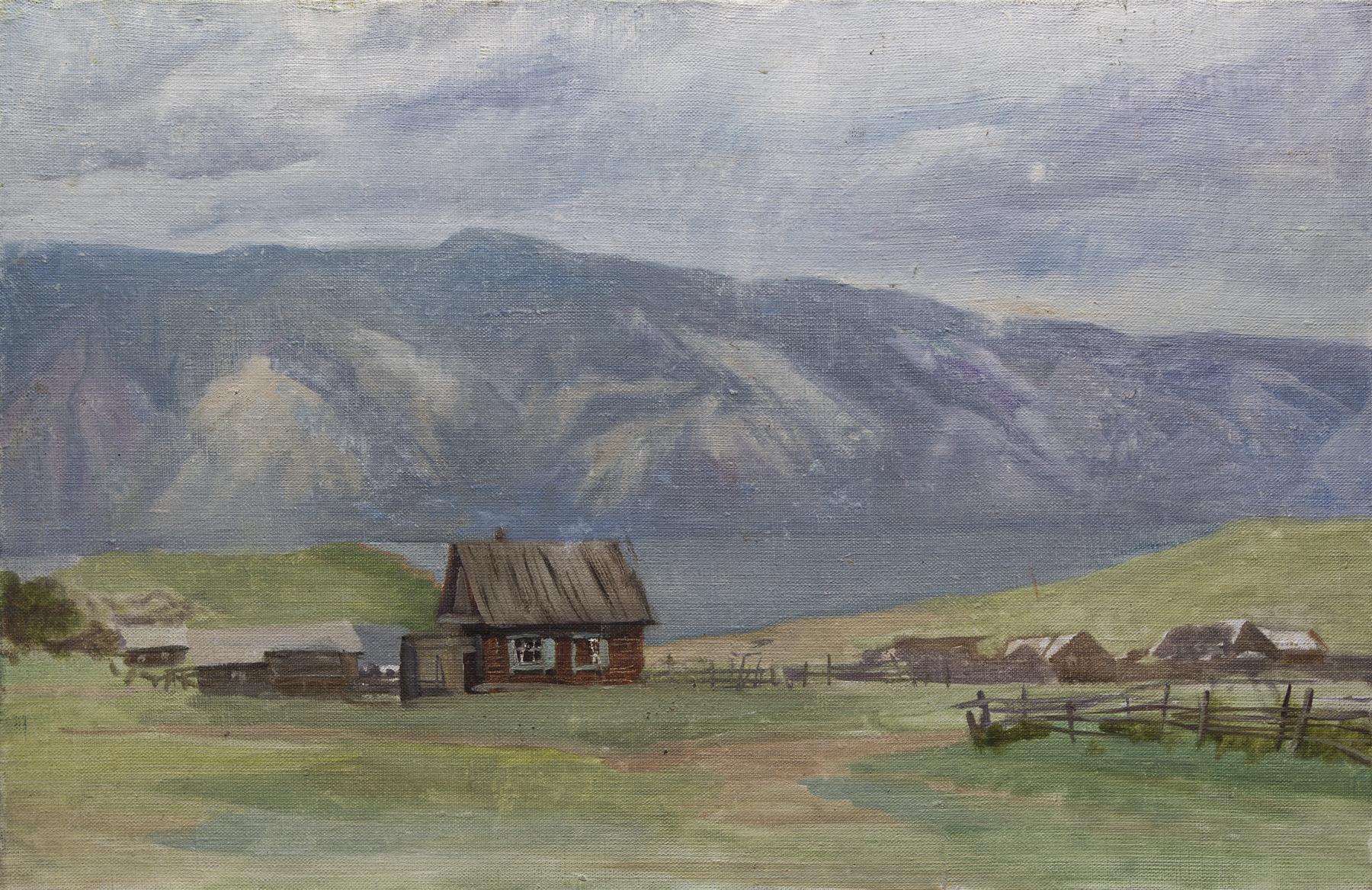 Baikal. The lake house.36x55 cm, oil on canvas. Original modern art painting