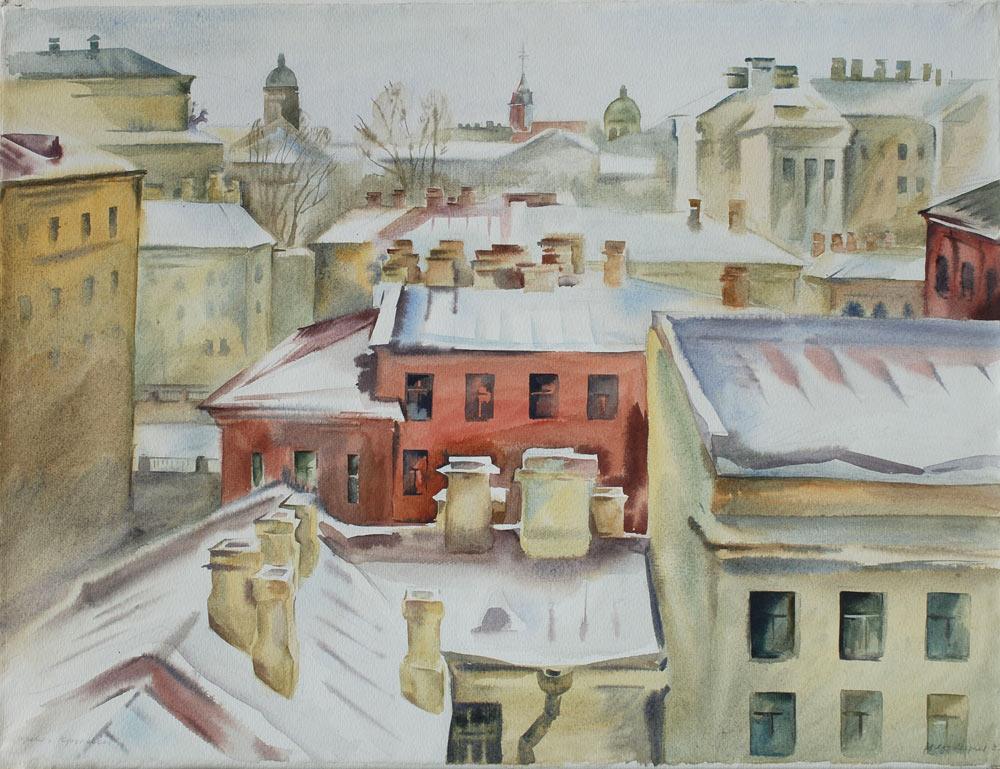 Winter in Saint-Petersburg. Original modern art painting