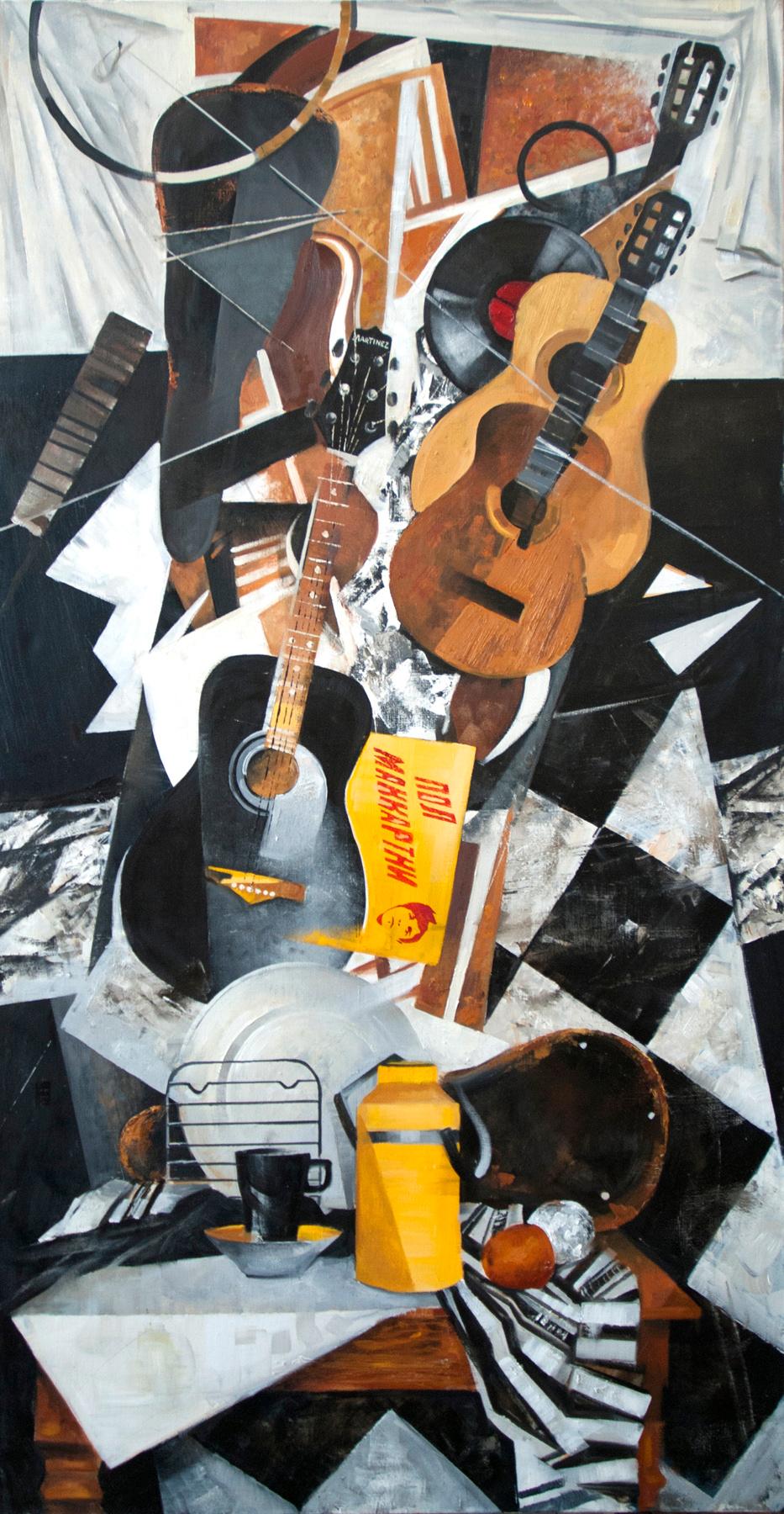 Still life with guitars. Original modern art painting