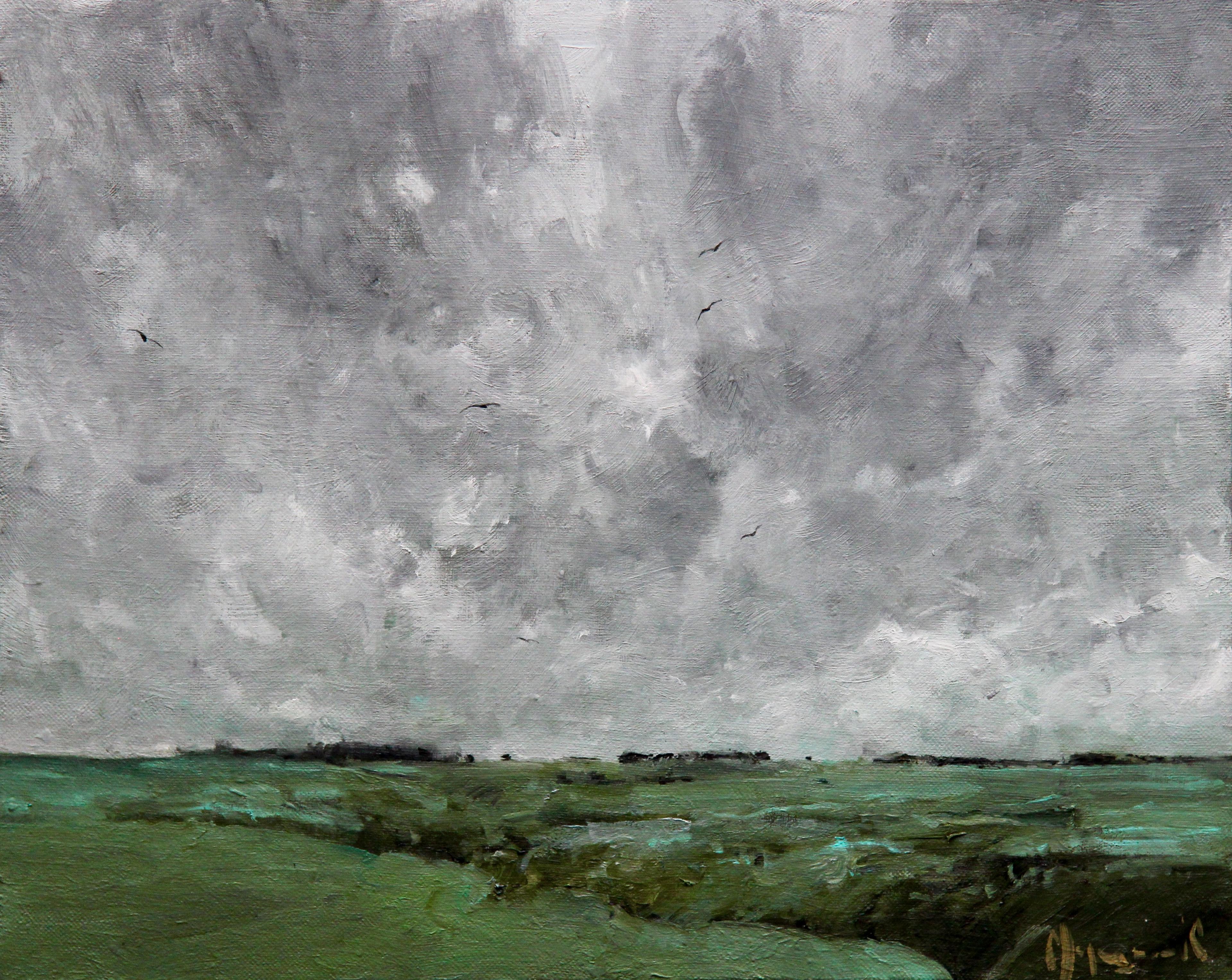 Rainy sky. Original modern art painting