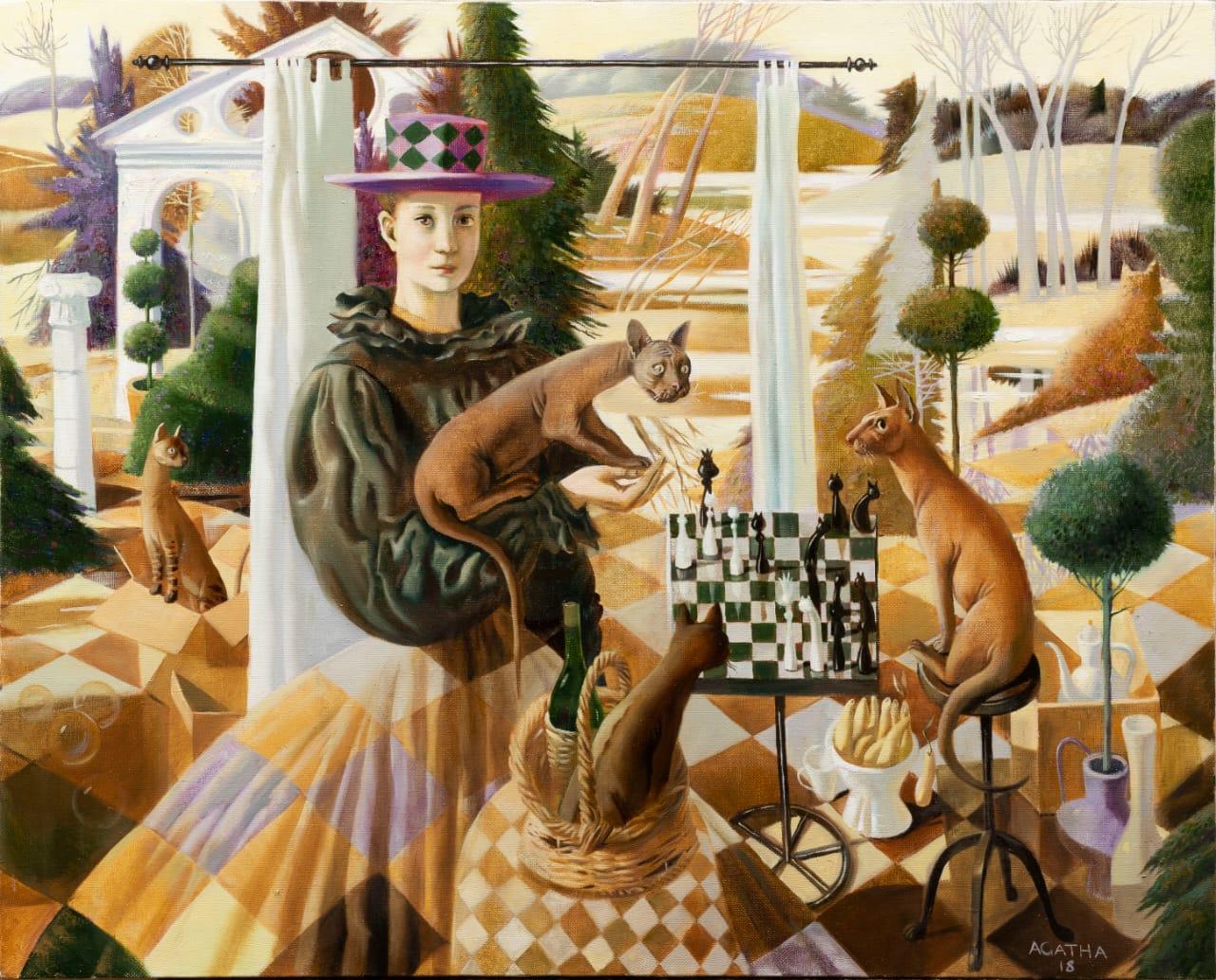 Chess . Original modern art painting