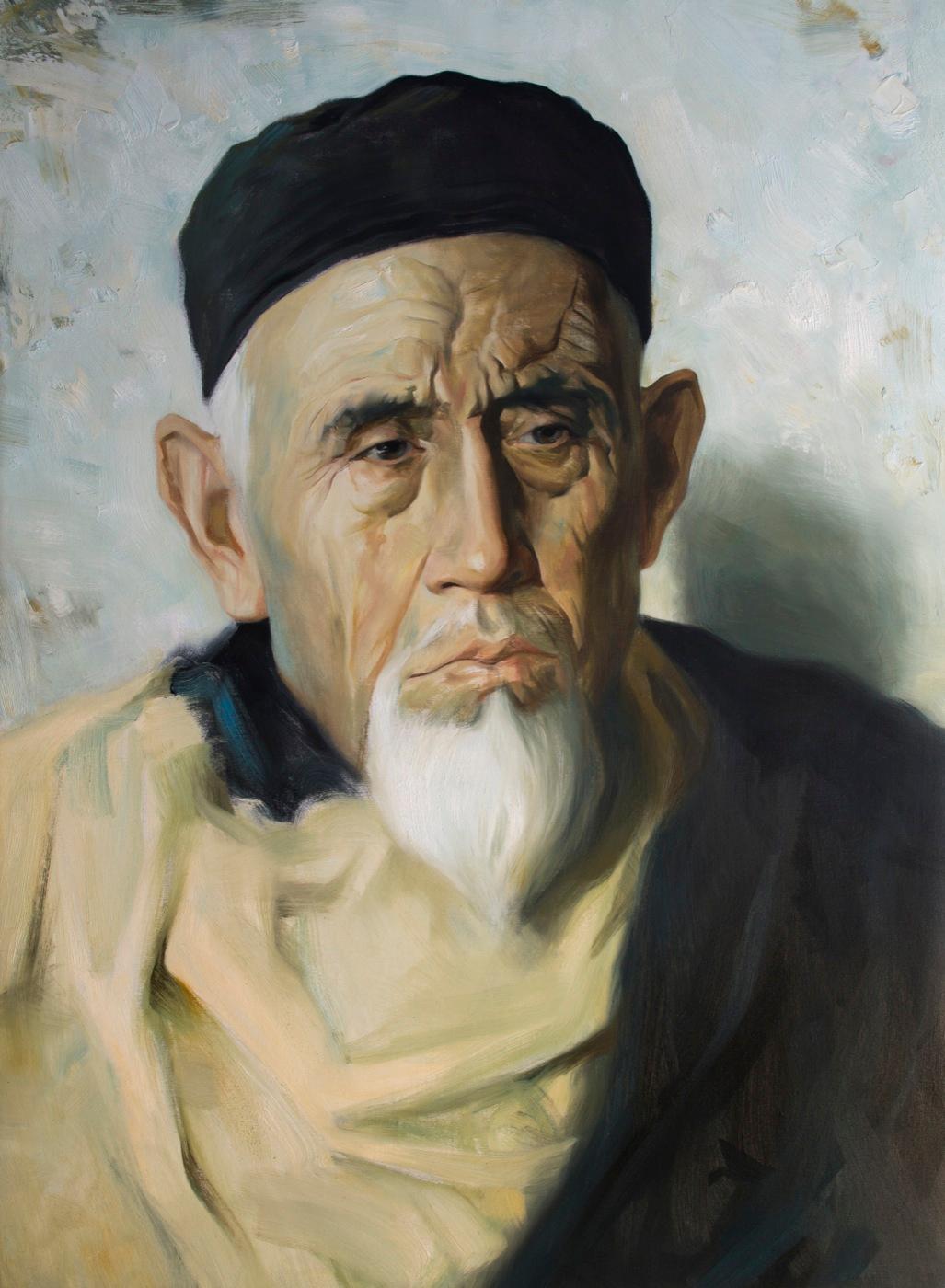Older's portrait. Original modern art painting