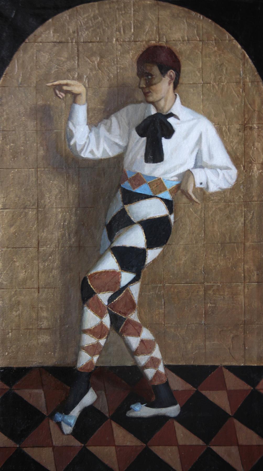 Ballet Carnival, Harlequin.  Vaclav Nijinsky. Original modern art painting