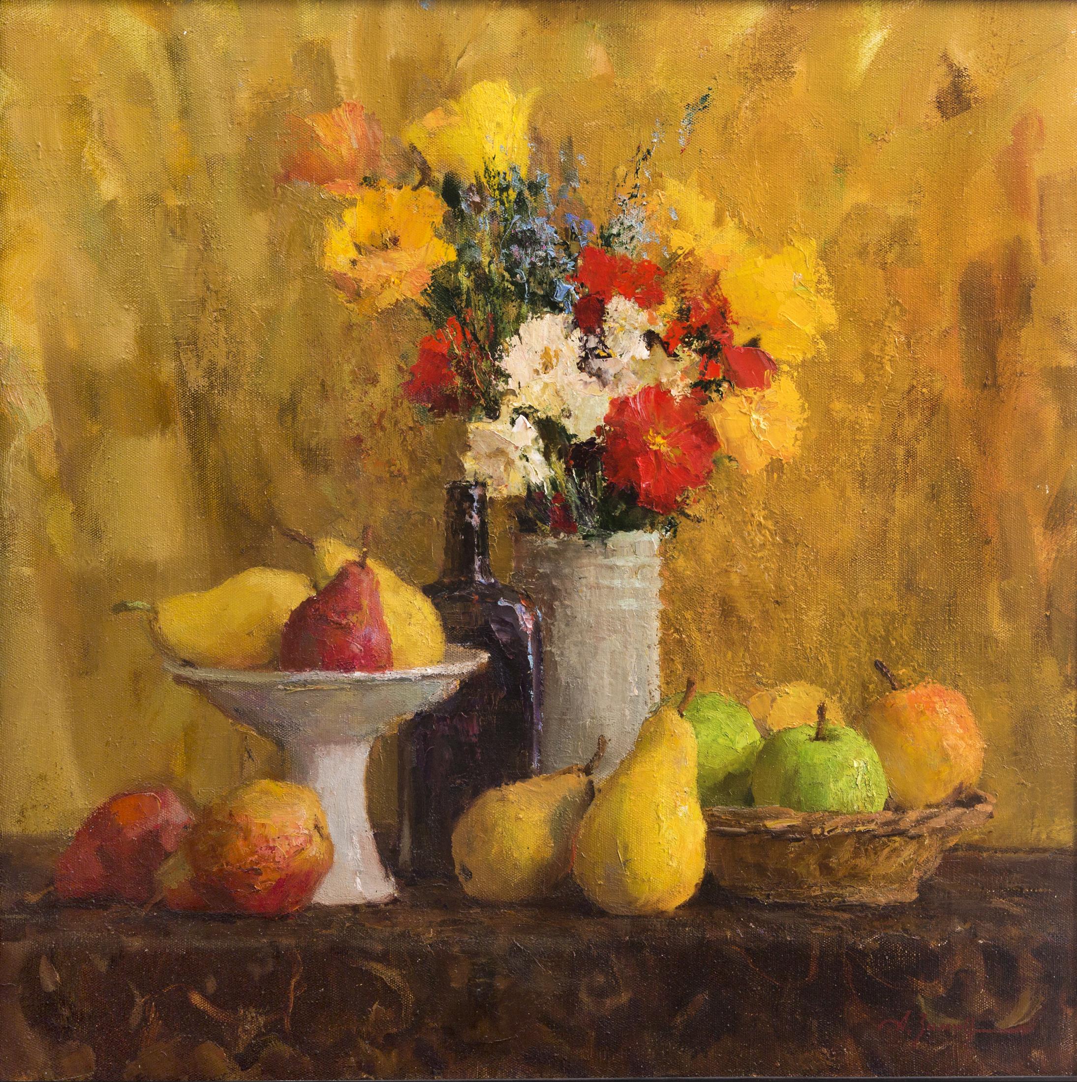 Fruits and flowers.. Original modern art painting