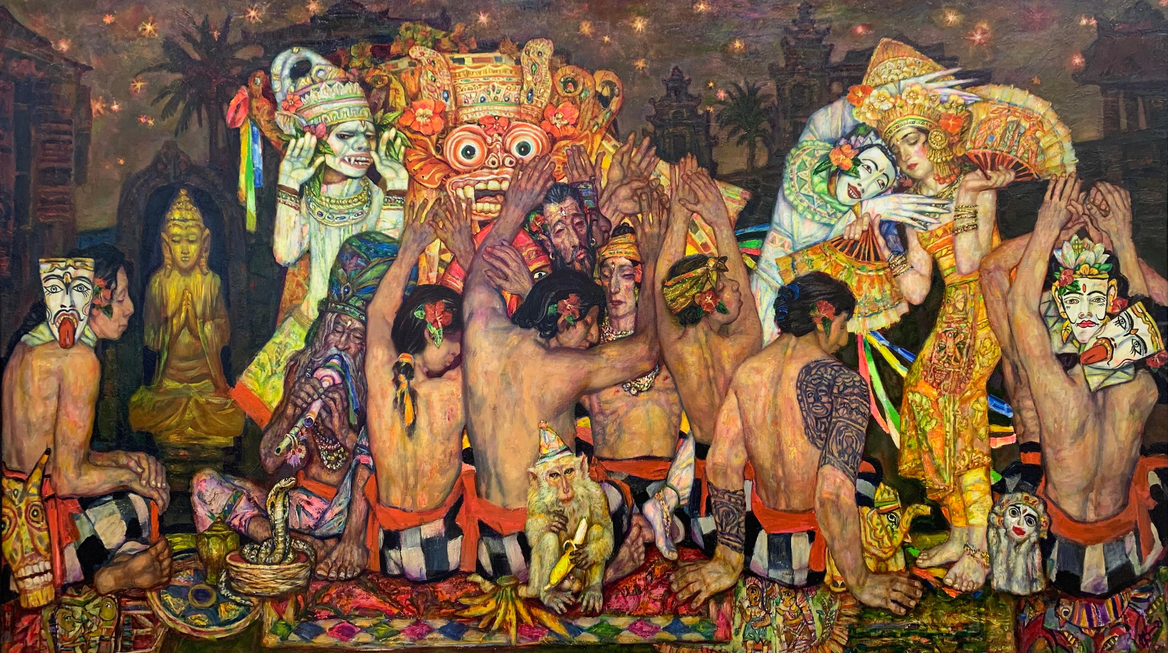 Kechak (Indonesia). Original modern art painting