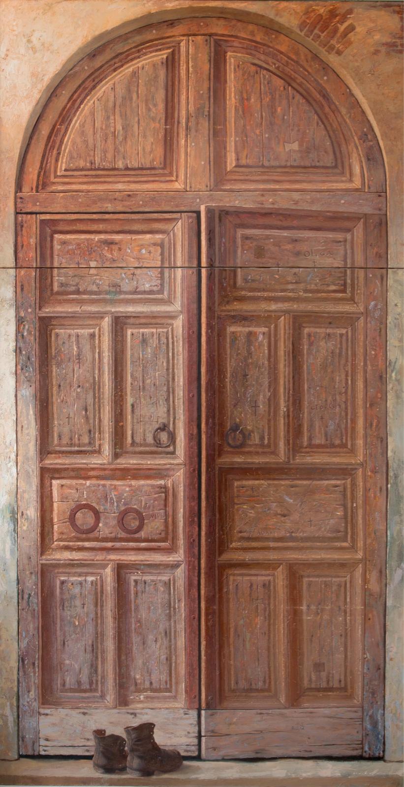 Old door. Original modern art painting