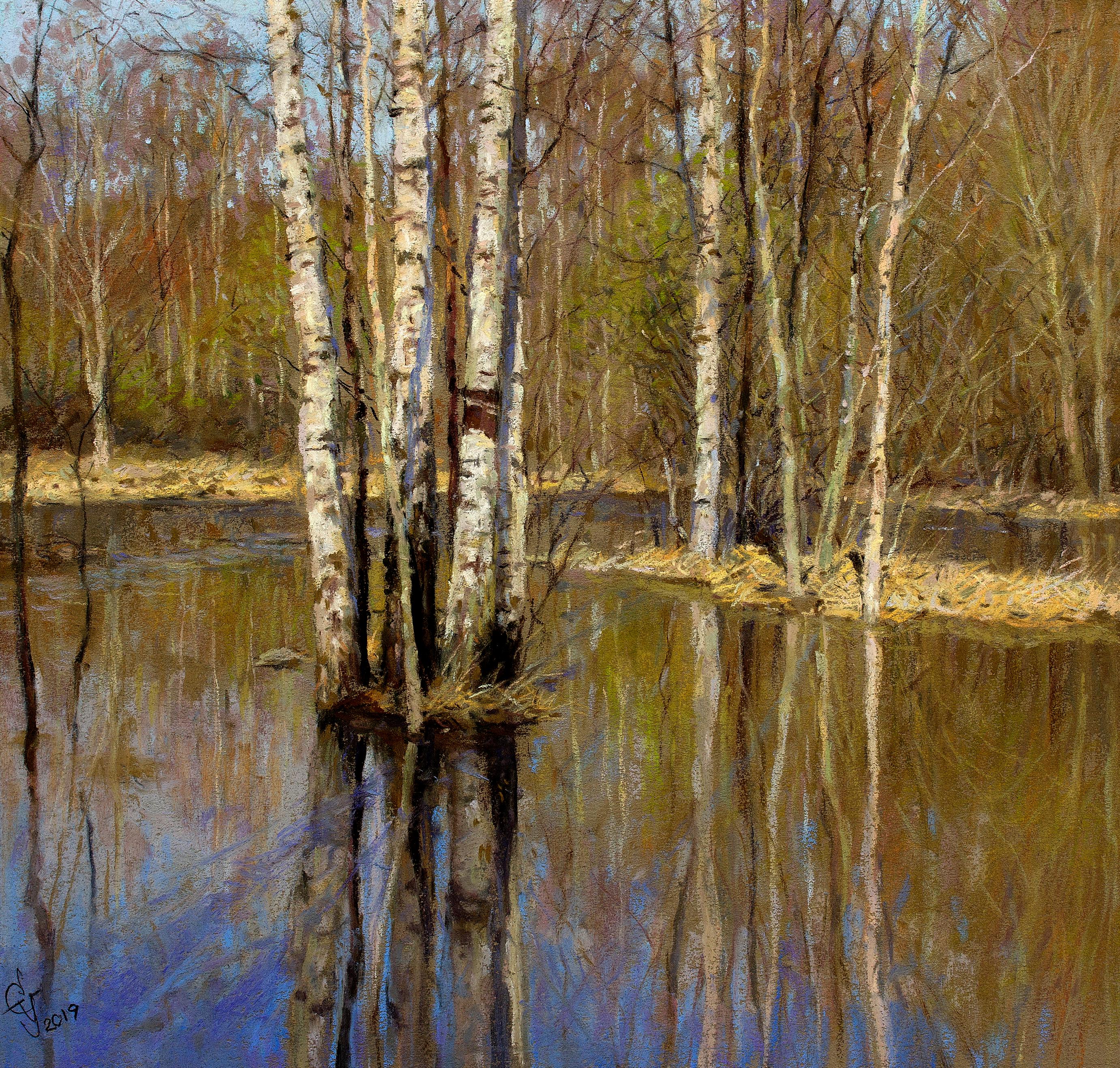 Spring flood. Original modern art painting