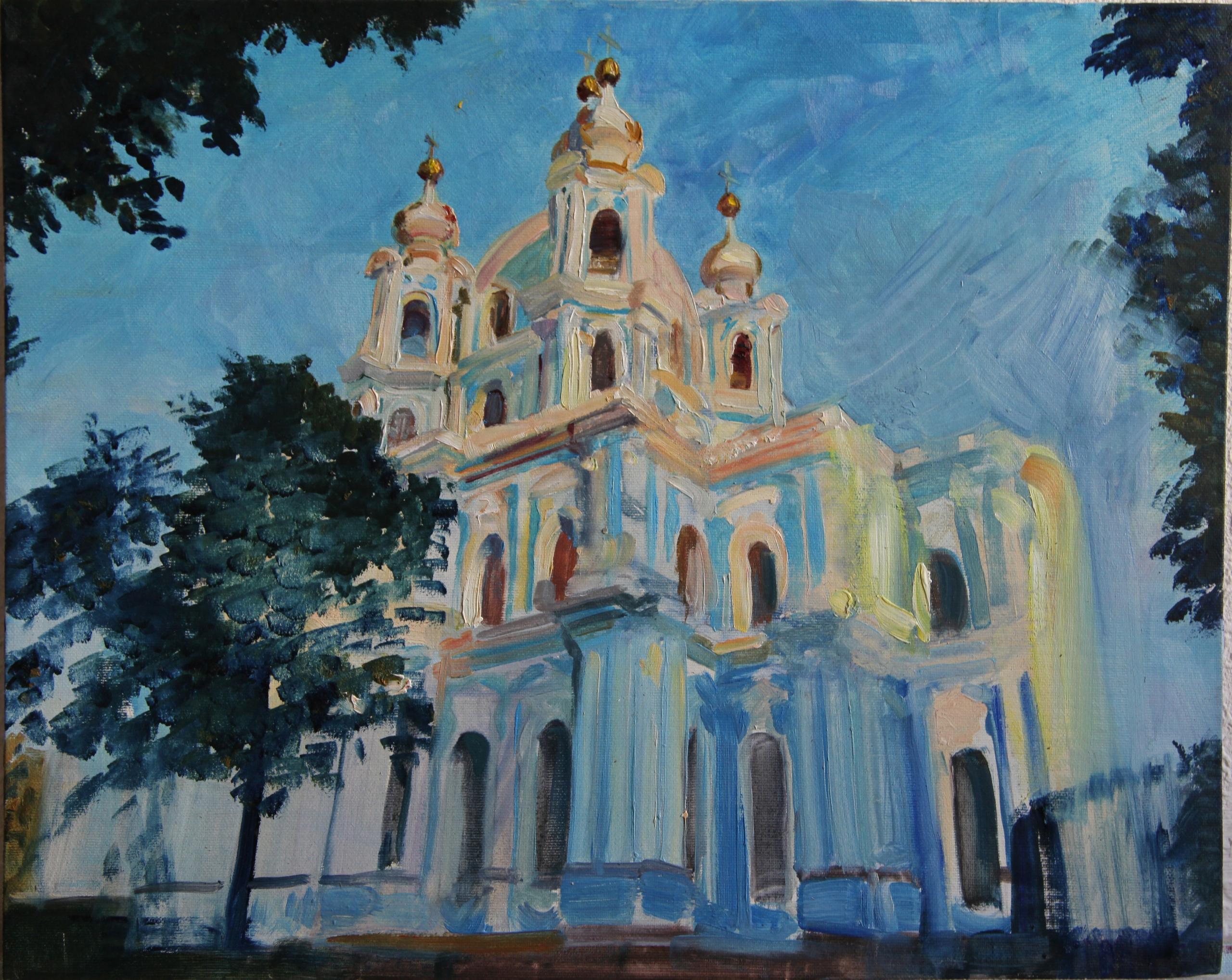 Smolny Cathedral. 2018. Original modern art painting