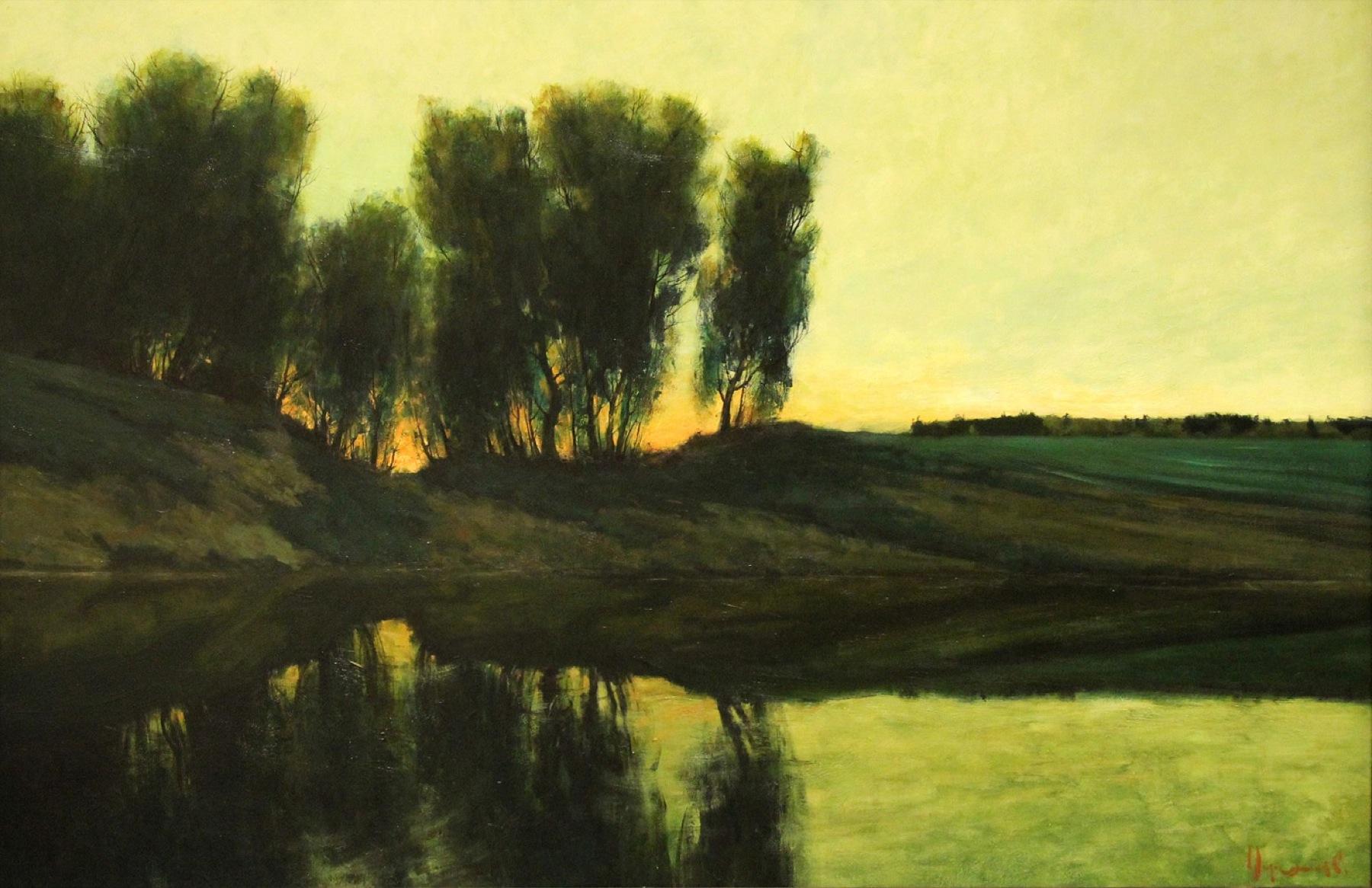 Summer landscape. Original modern art painting