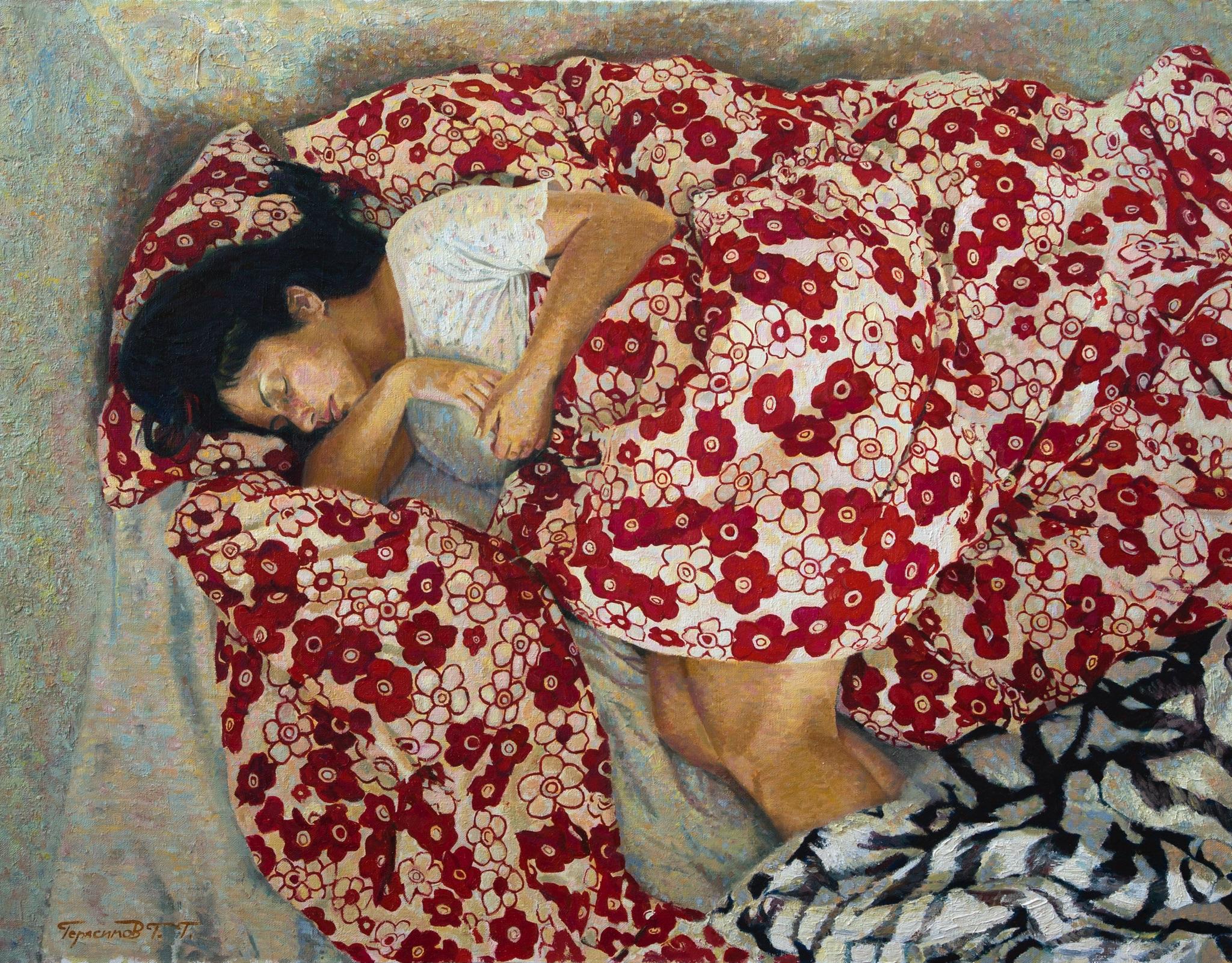 In the bed. Original modern art painting