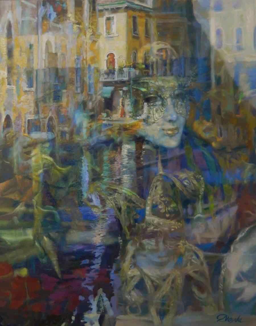 Venice reflections. Original modern art painting