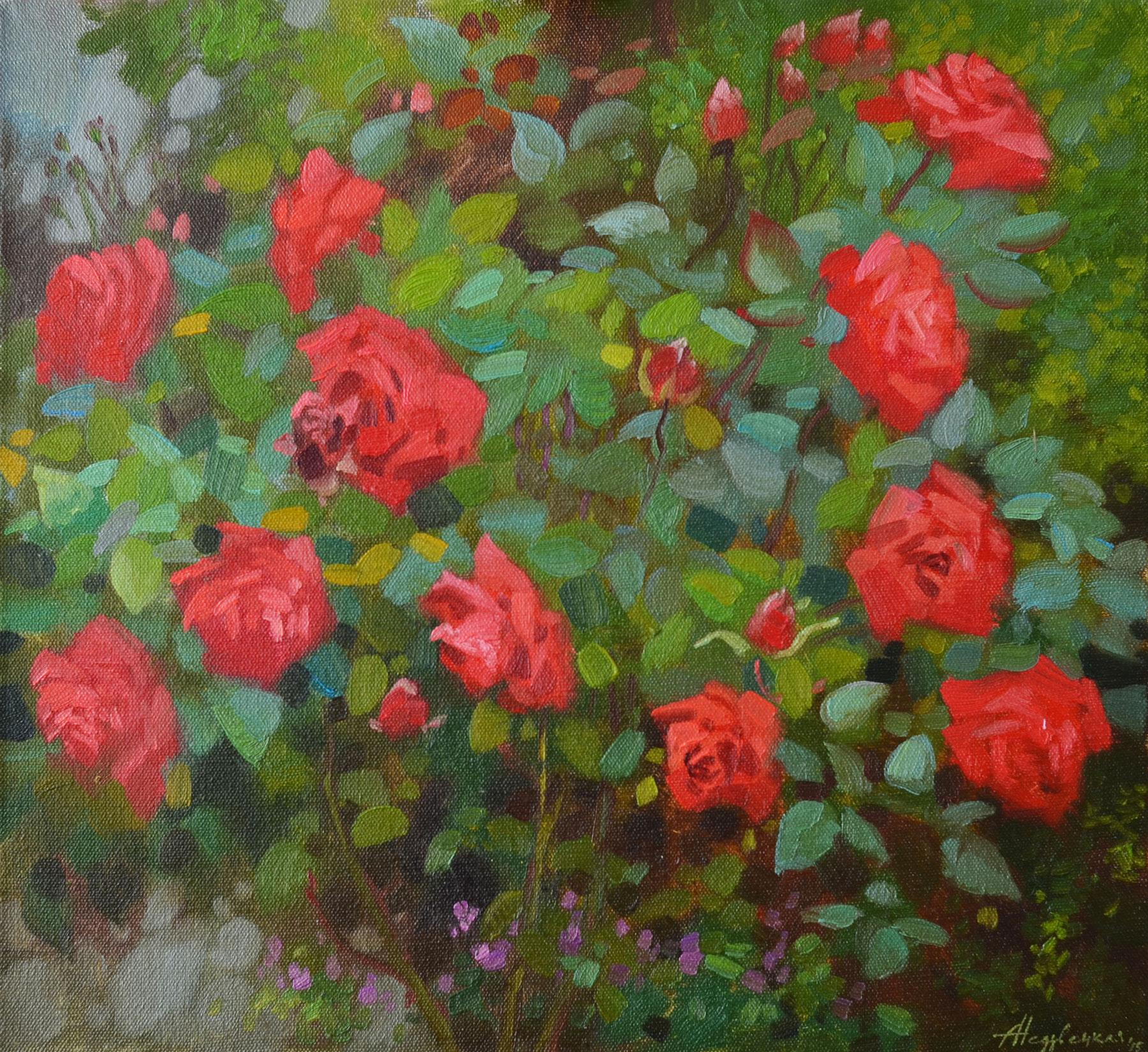 French roses”. Original modern art painting