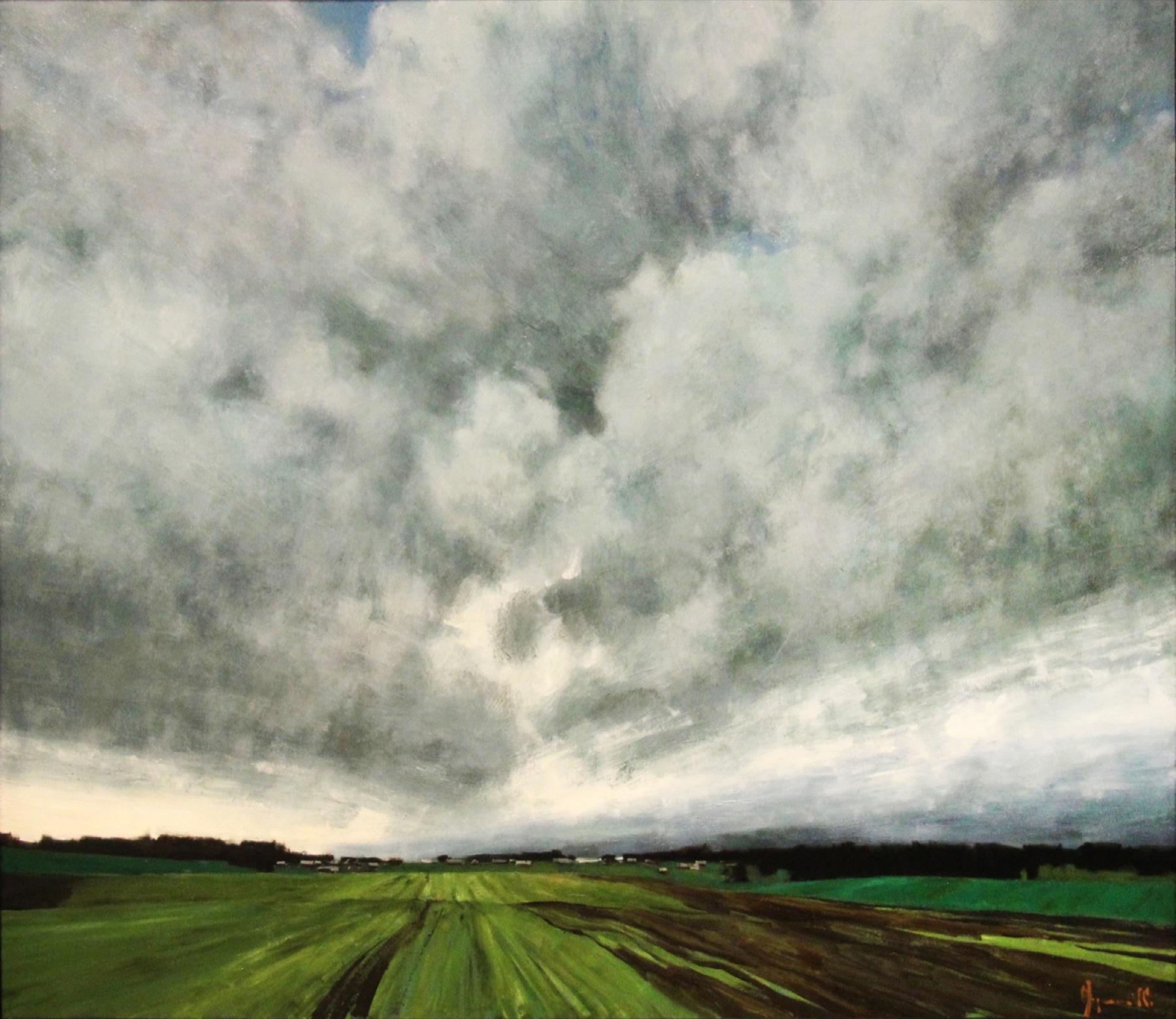Russian landscape. Cloudy. Original modern art painting