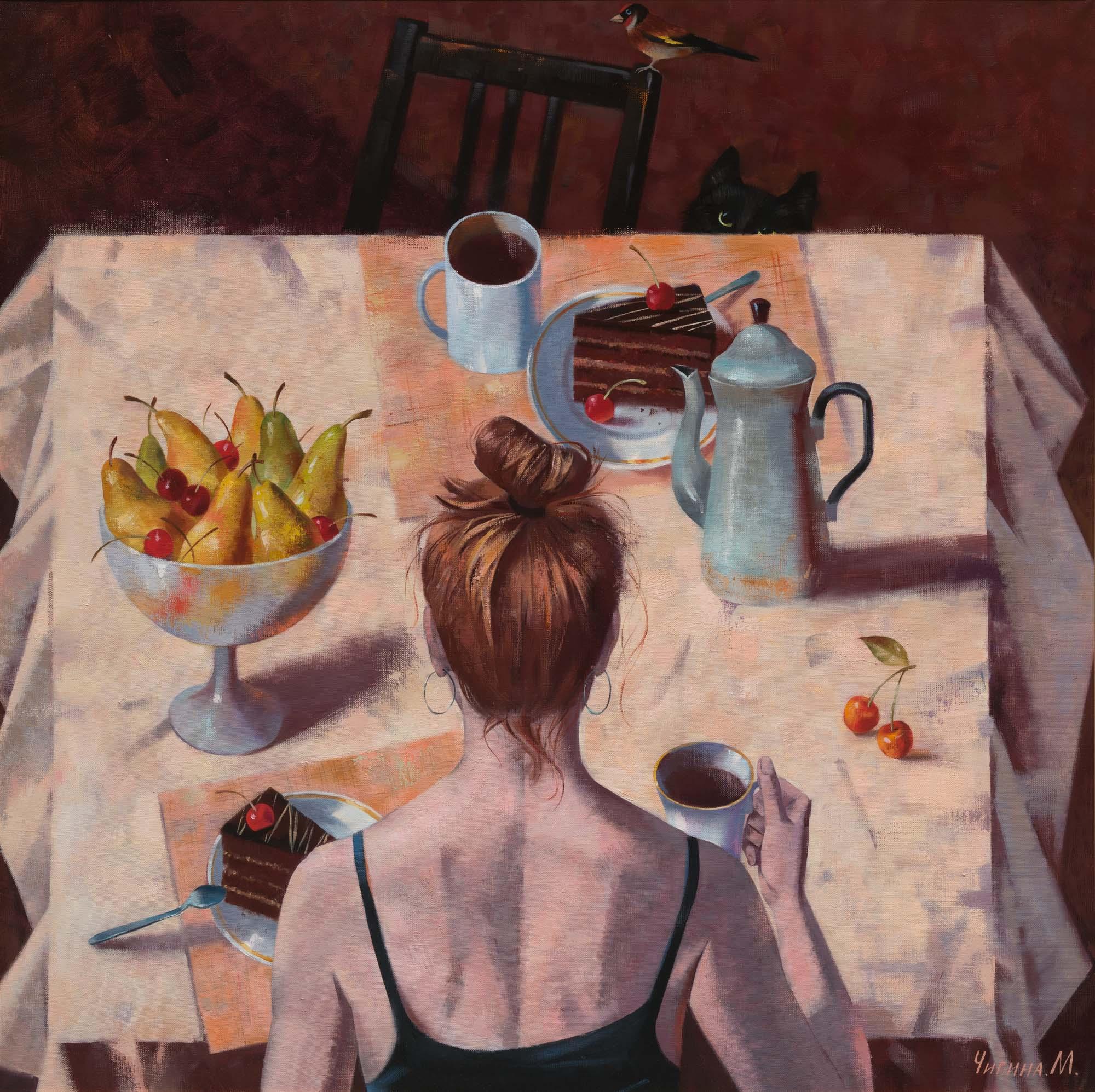 Sweet breakfast. Original modern art painting