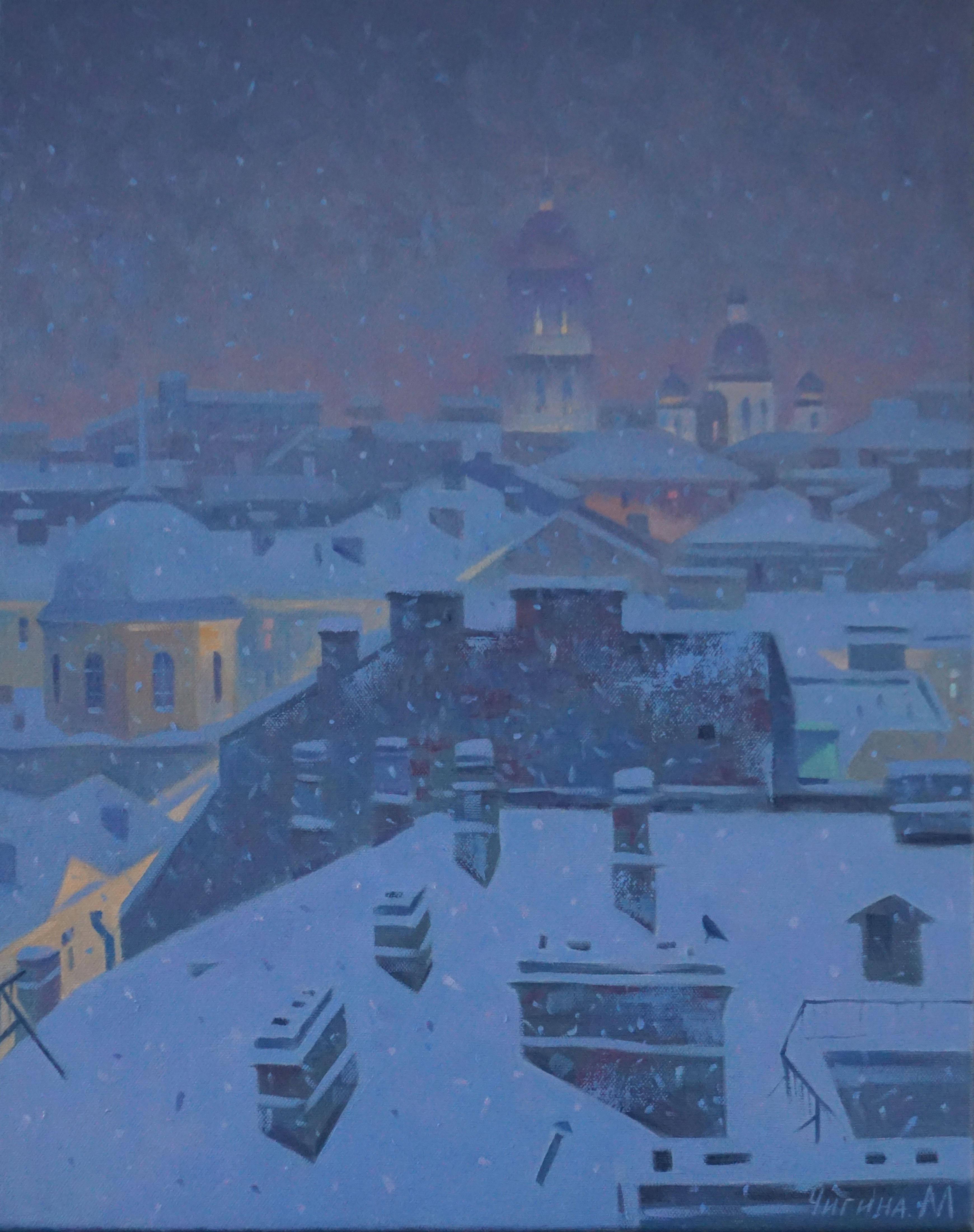 Snowy. Original modern art painting