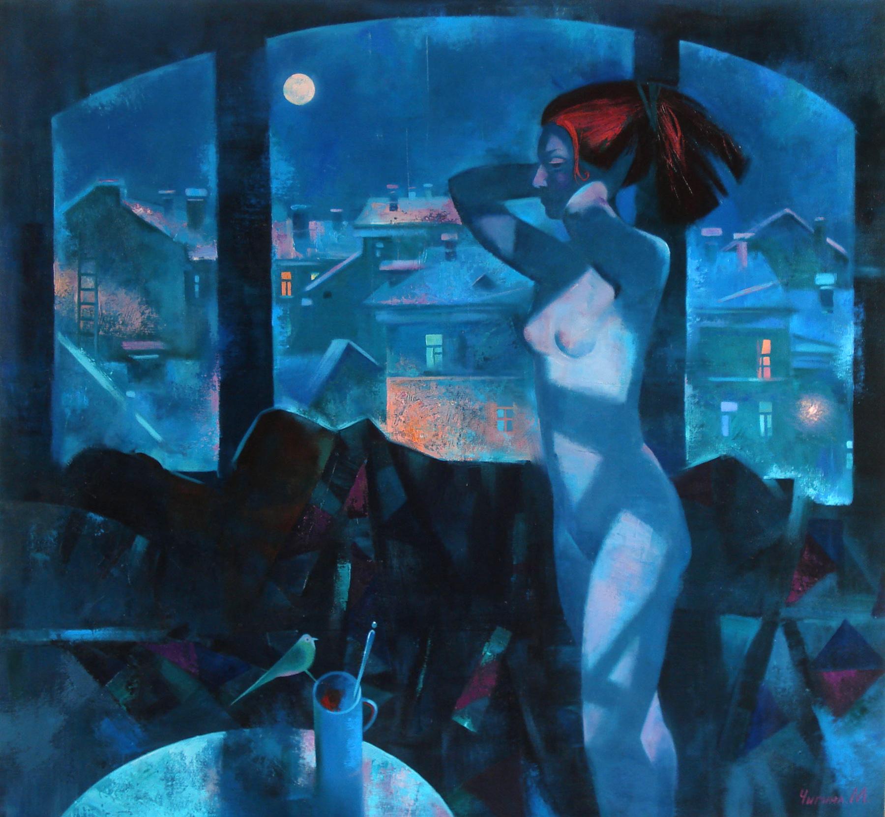 Ночь. Original modern art painting