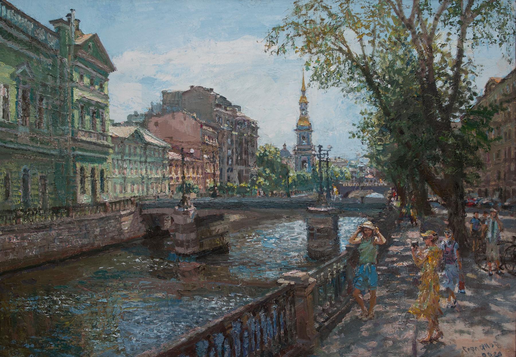 Nikolsky bell tower. Original modern art painting