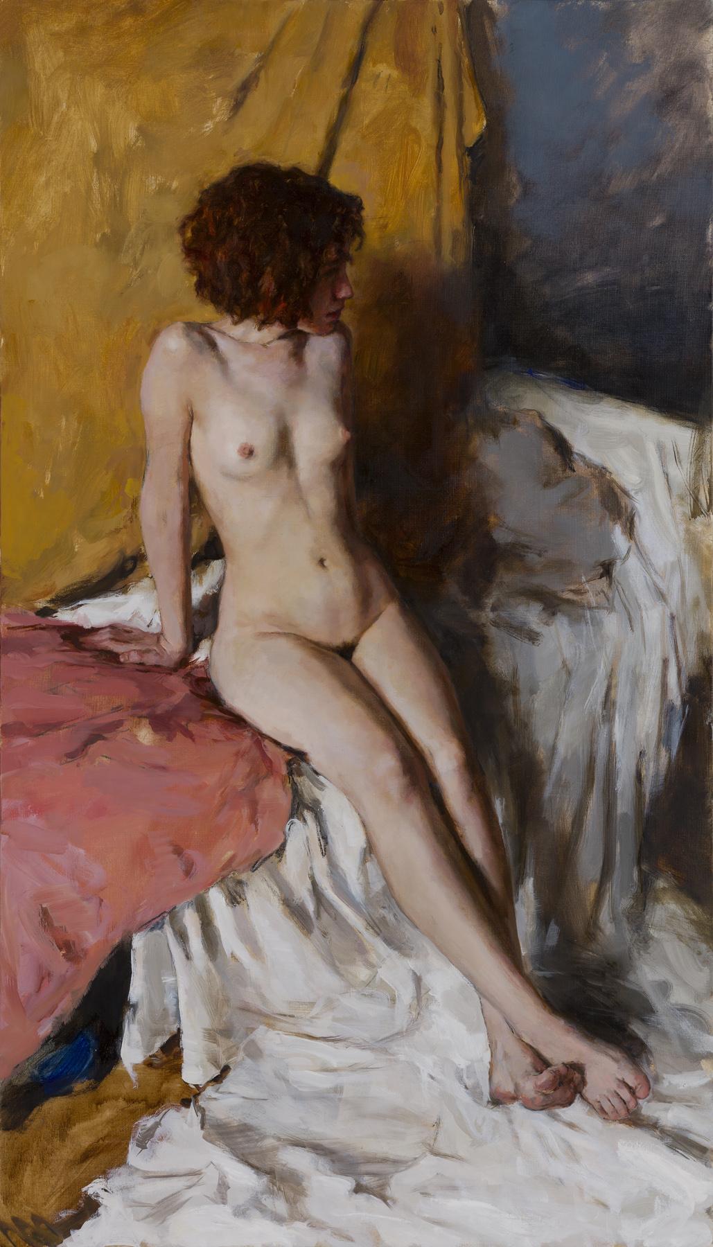 Nude on the yellow background
