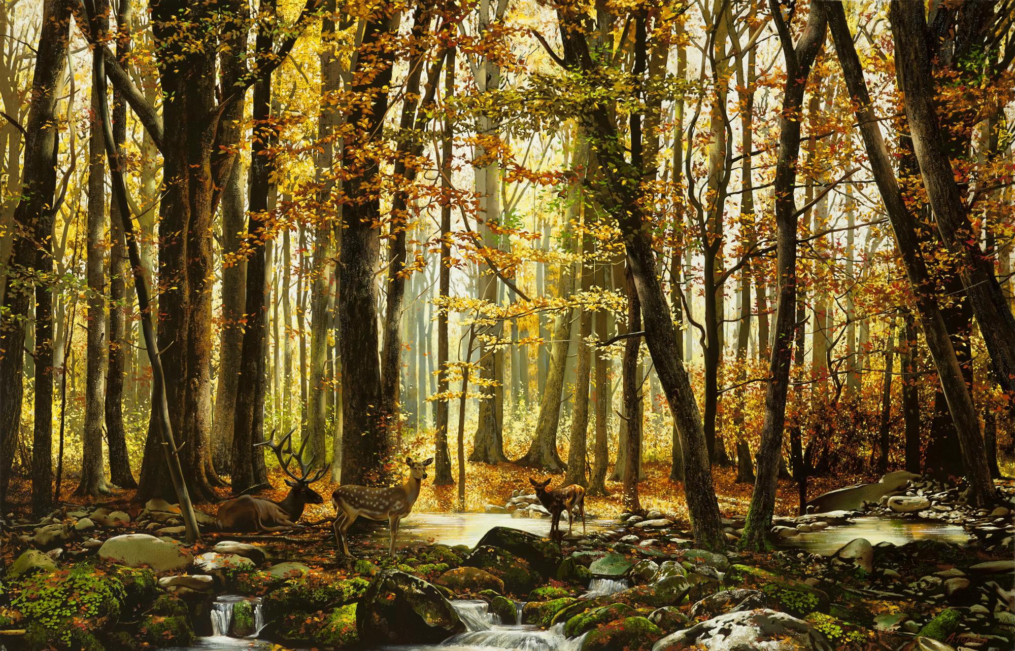 Autumn landscape. Original modern art painting