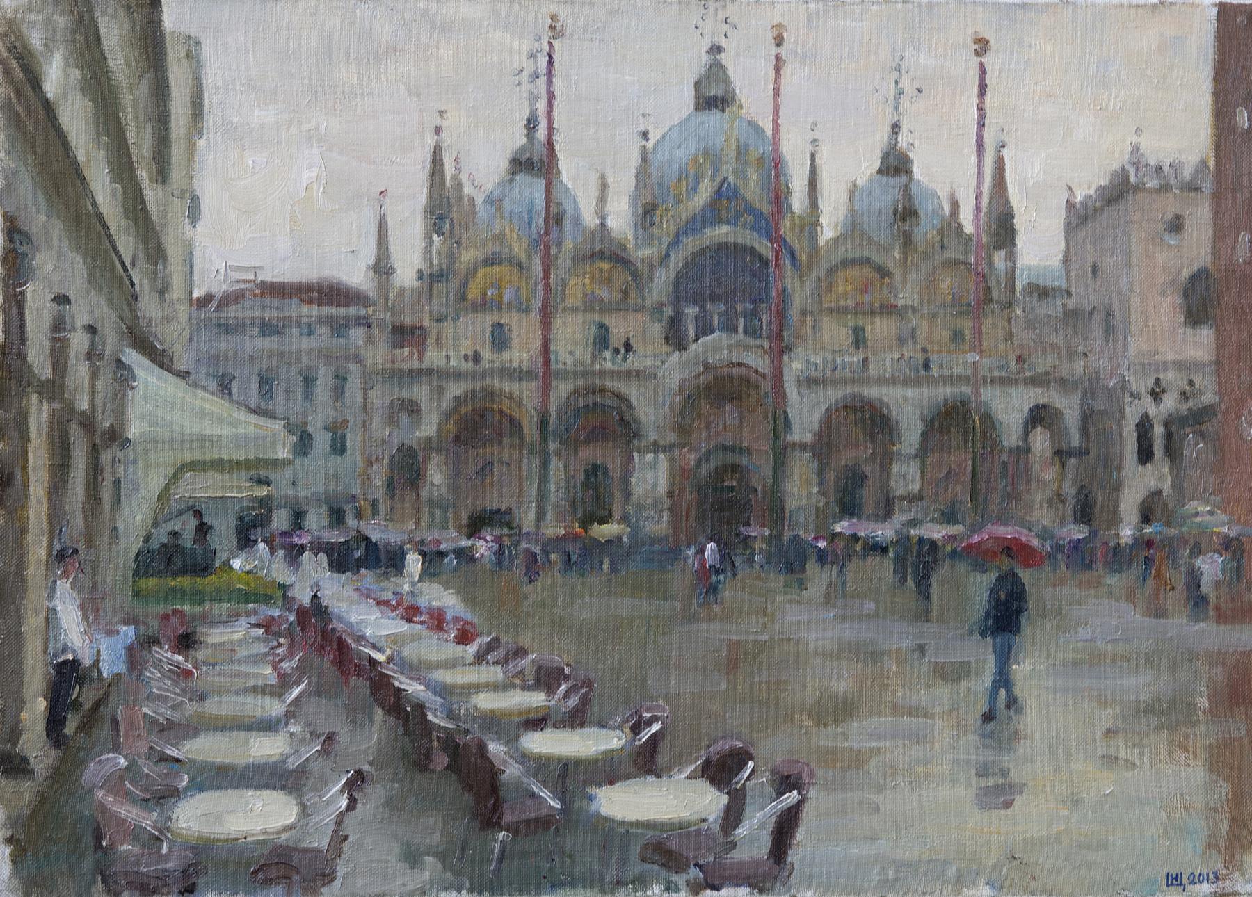 Rainy day at San Marco. Original modern art painting