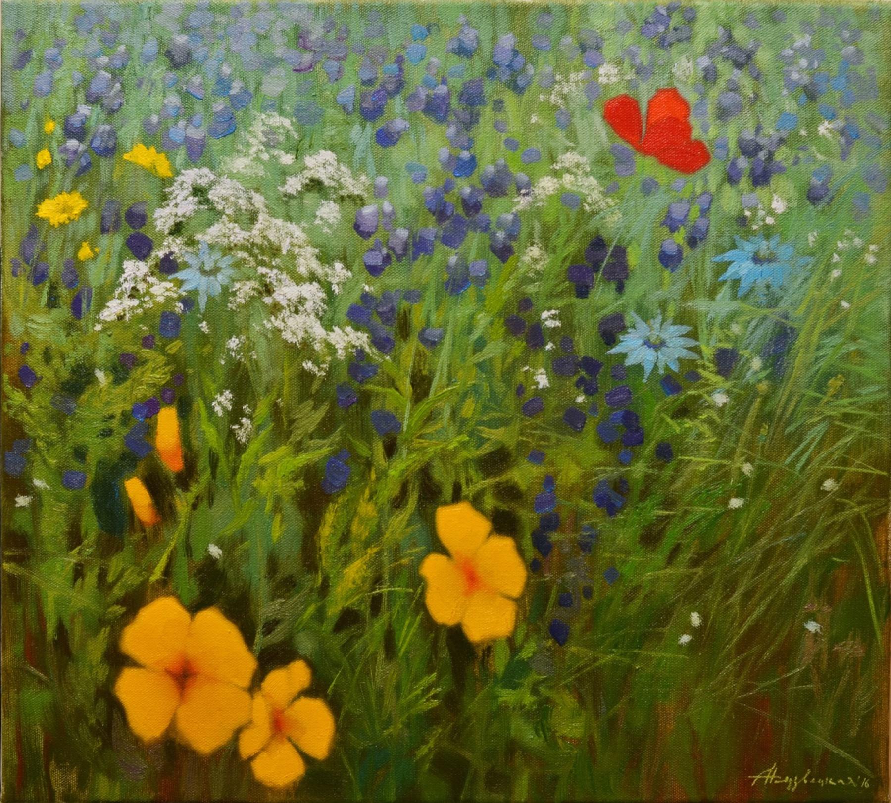 травы и цветы Бретани. Original modern art painting