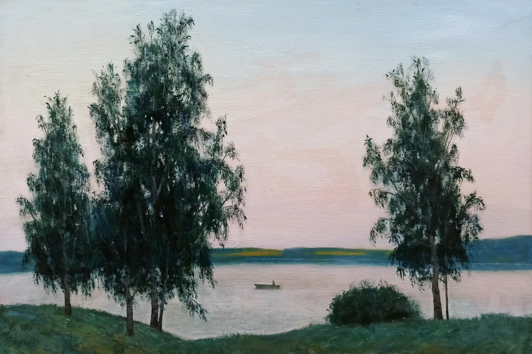 Evening in Michurinskoye. Original modern art painting
