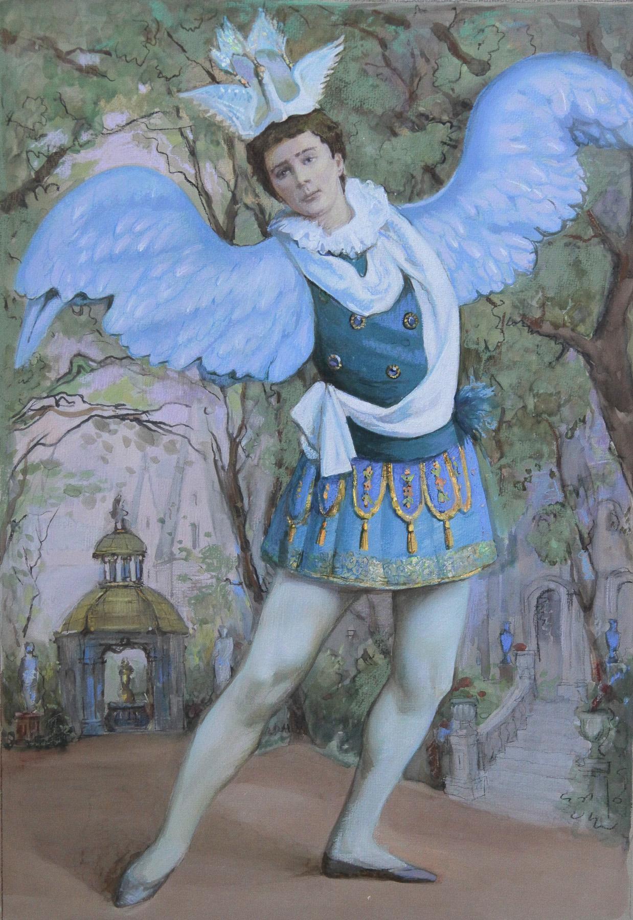 M. Fokin. Blue bird. Original modern art painting