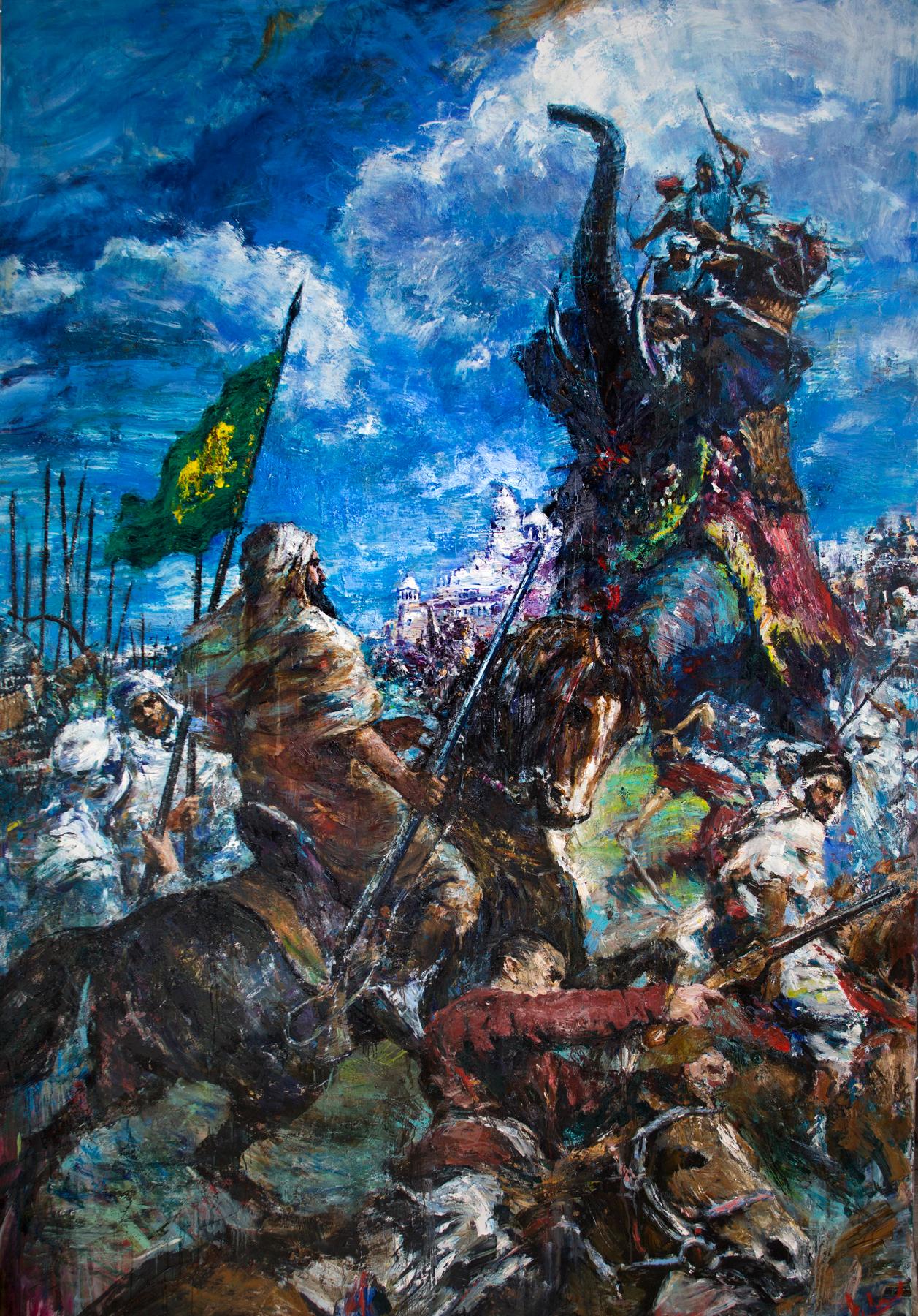 Battle of Panipati. Original modern art painting