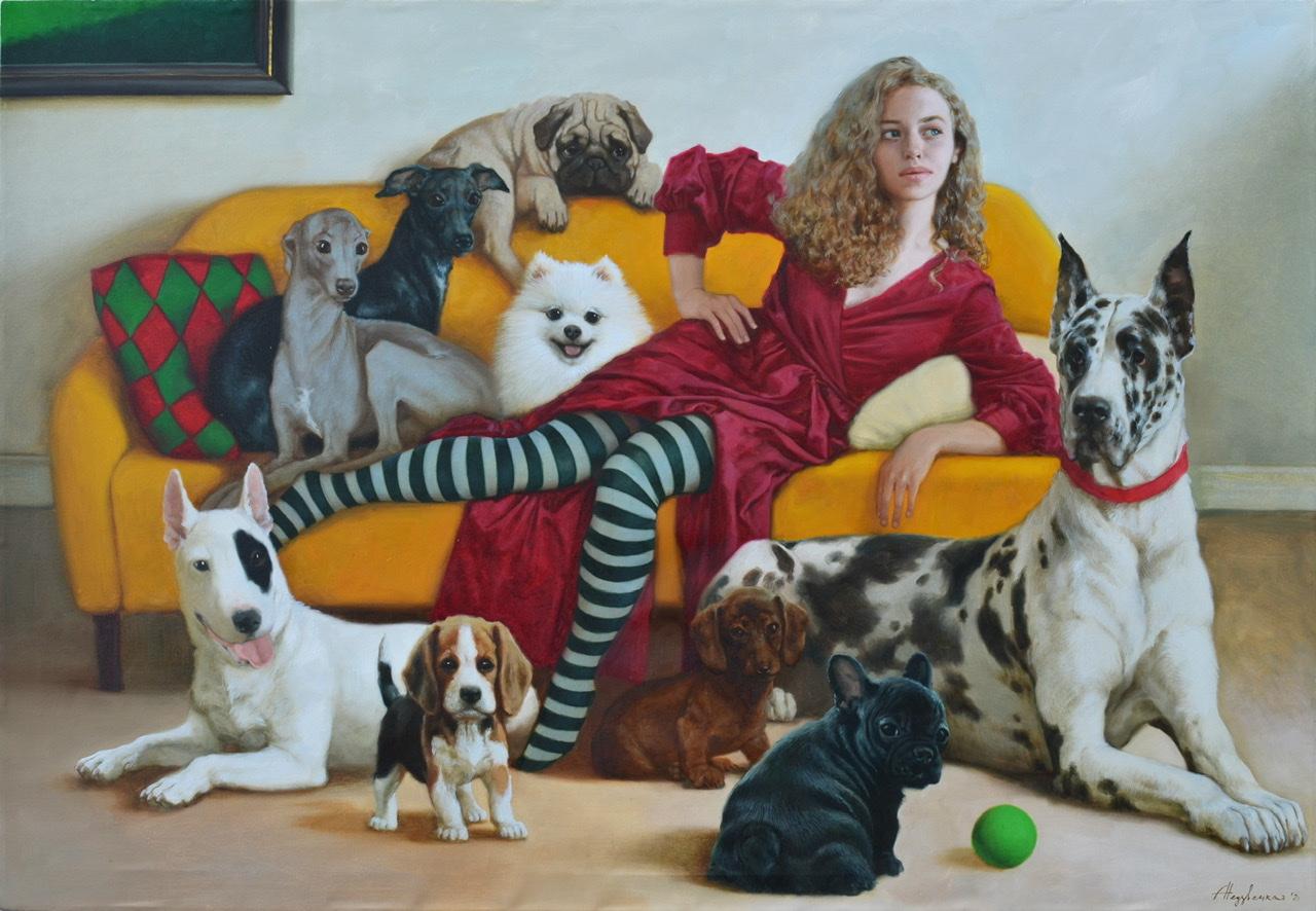 I love dogs. Original modern art painting