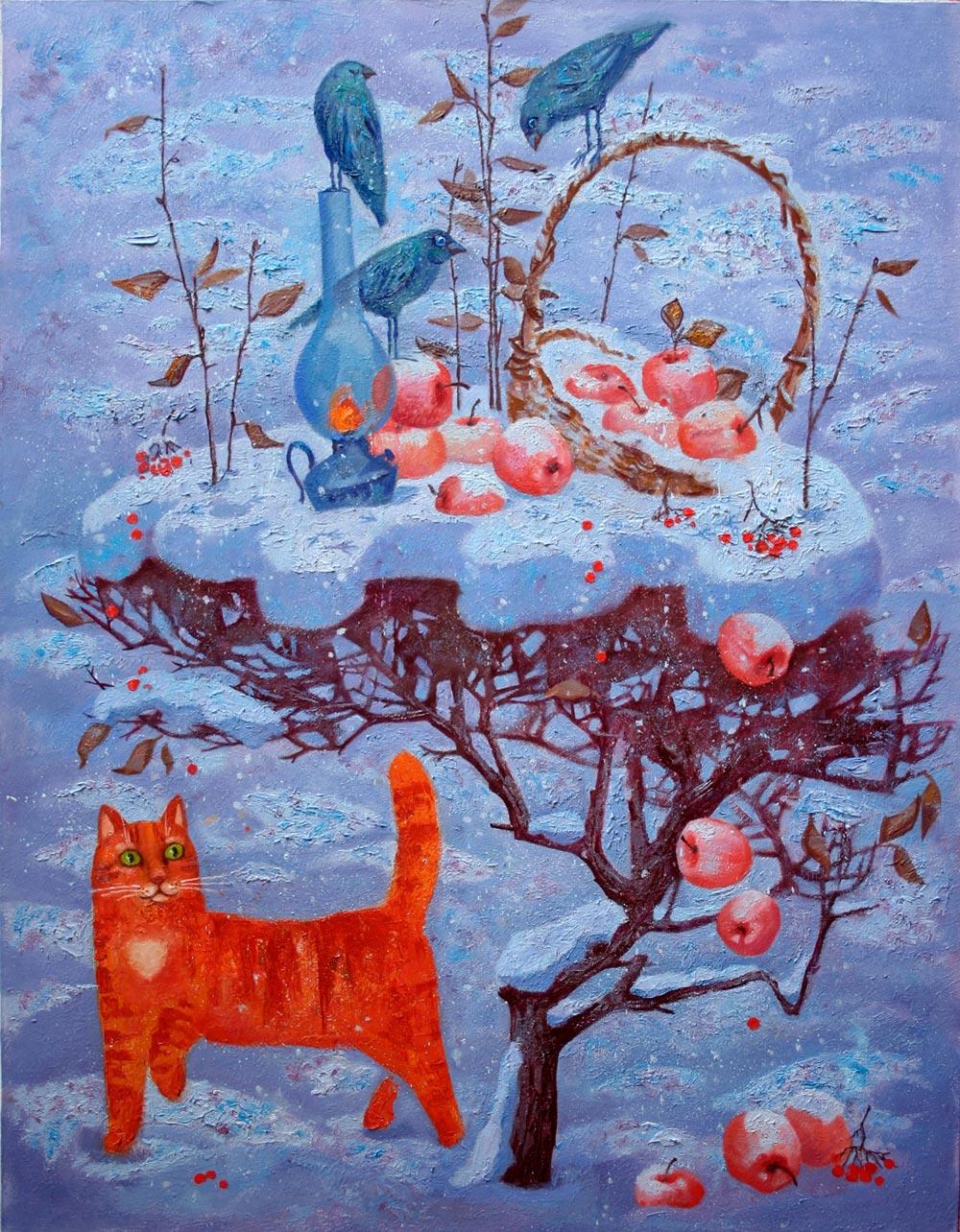 Winter tale. Original modern art painting