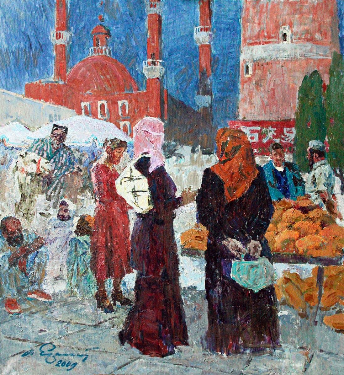 восточный рынок. Original modern art painting