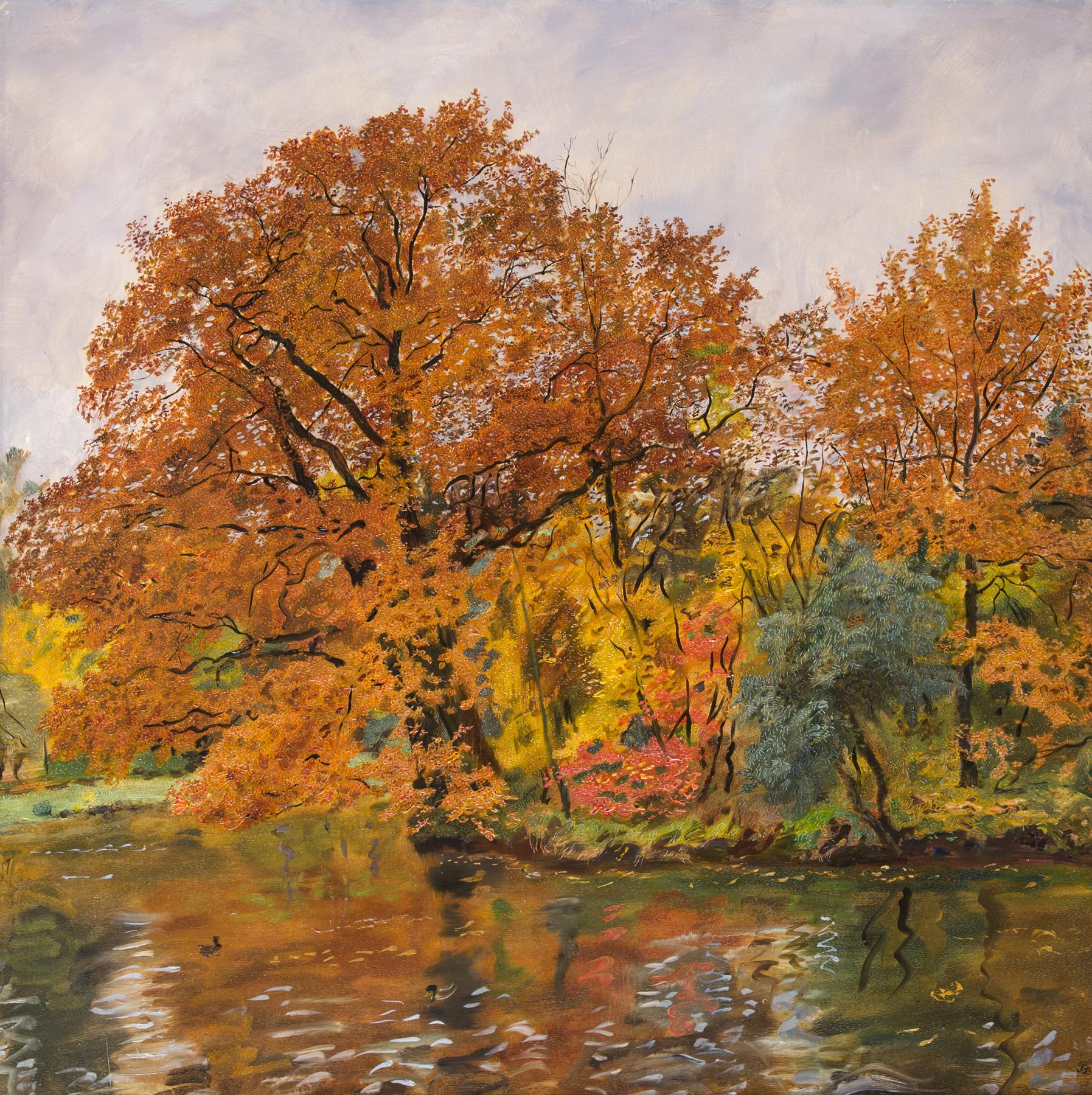 Autumn island. Original modern art painting