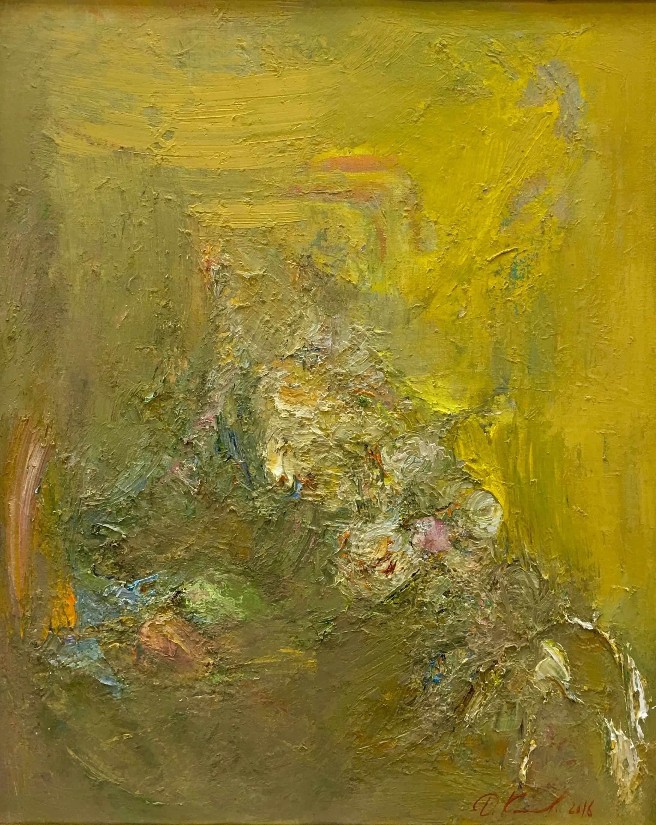 Yellow. Original modern art painting