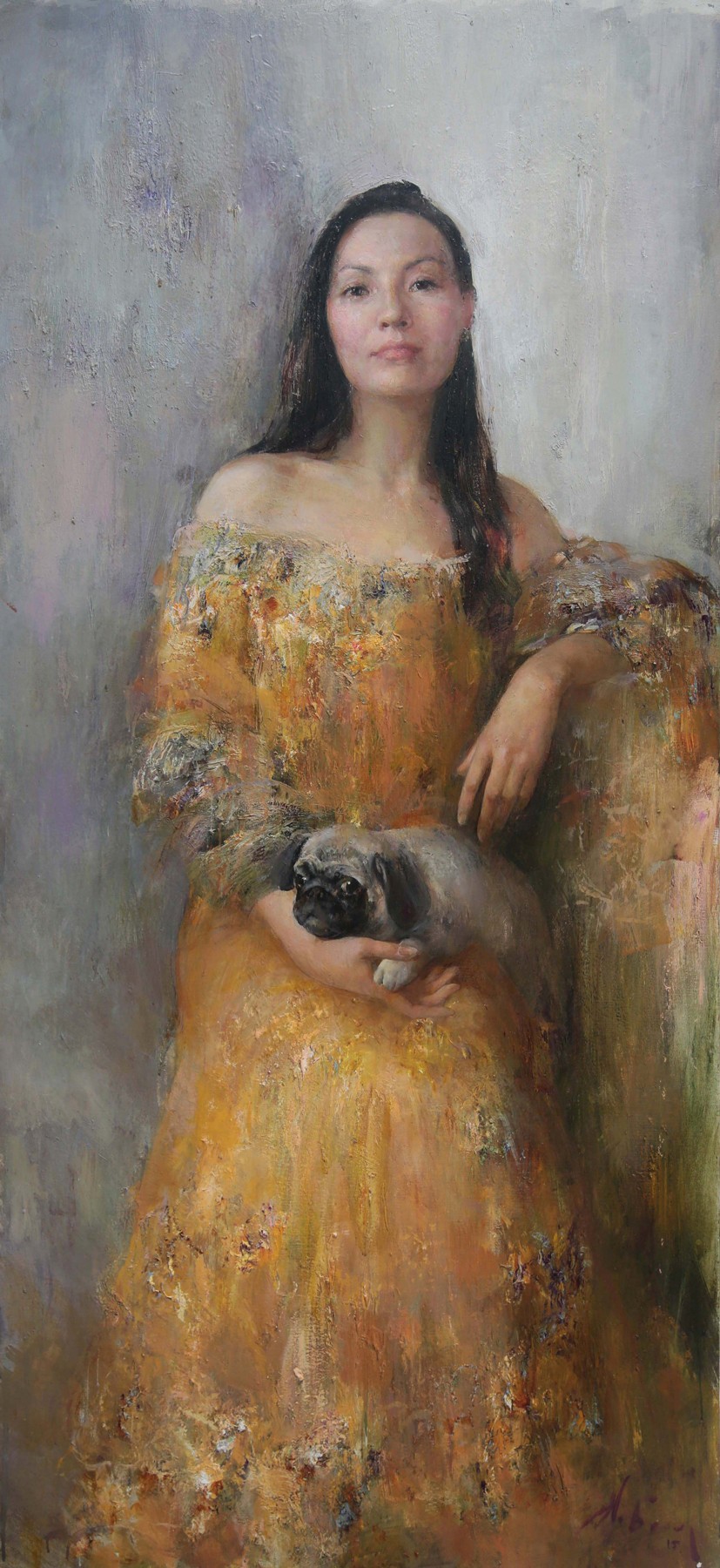 Portrait with a dog — Blokhin Nikolay
