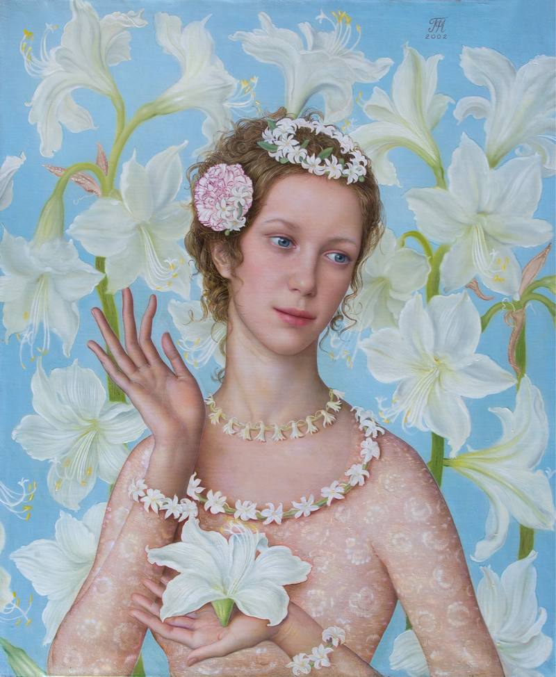 Portrait with Amaryllises — Fedorova Tatyana