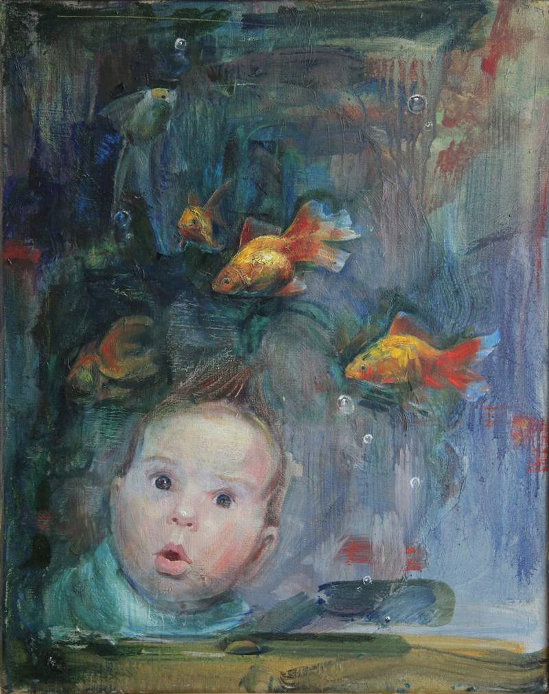 The left part of the triptych "Little fish". 2018 — Kalitsenia Aleh