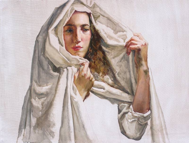 Portrait of Elena in draperies — Andreev Ivan