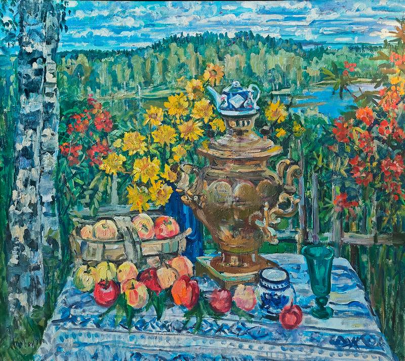 Still life by the lake with a samovar, 2018 — Suvorova Natalia