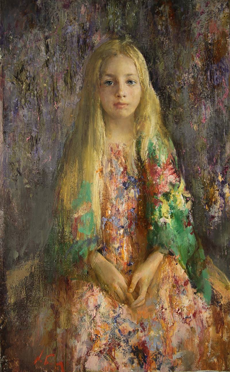 Little girl in shawl — Blokhin Nikolay