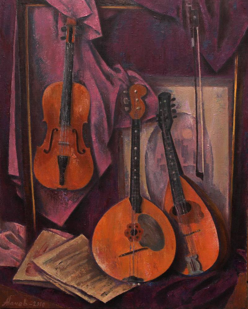 Musical still life — Natchev Anatoly. Oil on canvas